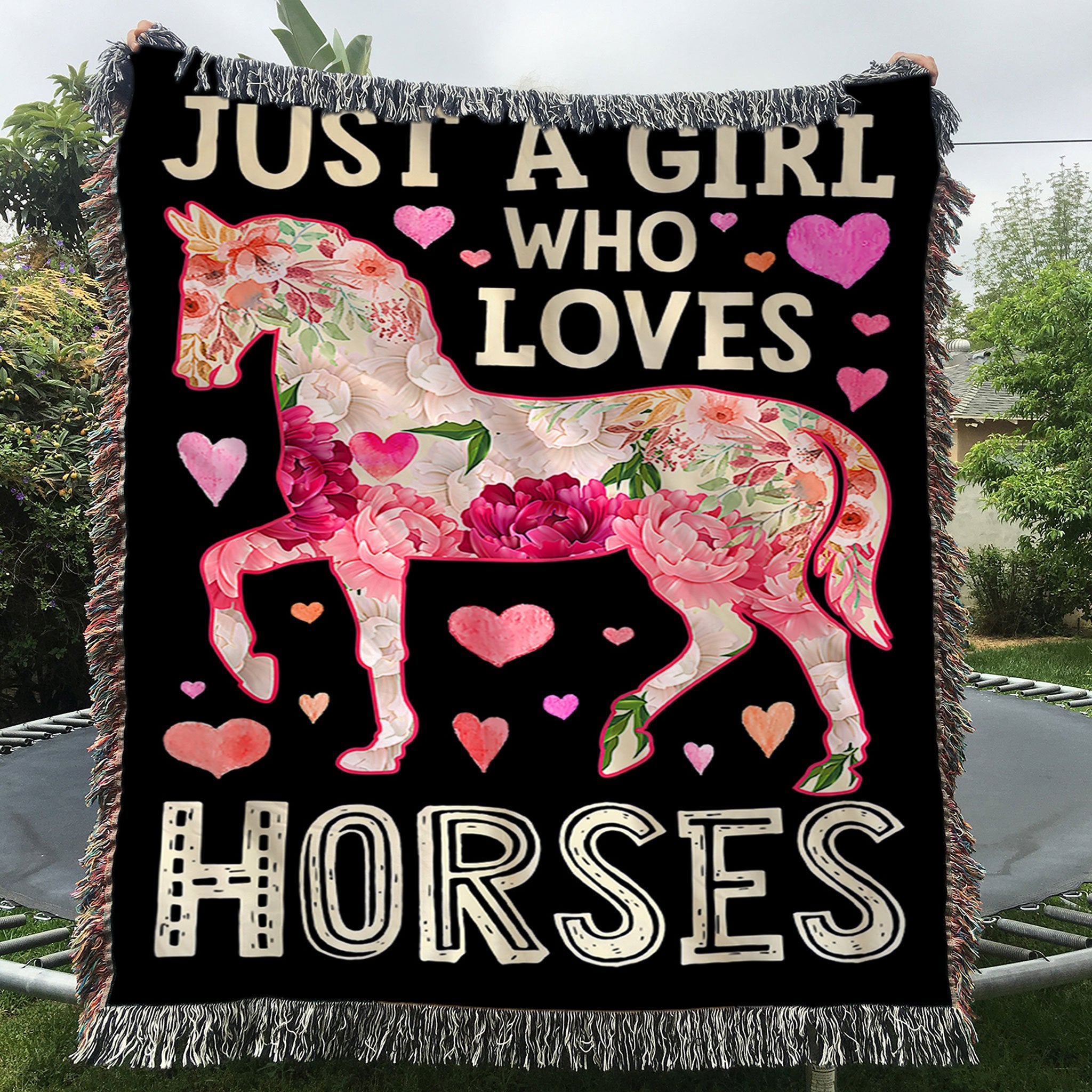 Custom Woven Blanket Just A Girl Who Loves Horses Woven Throw Blanket - 60x80-A Loves Gift