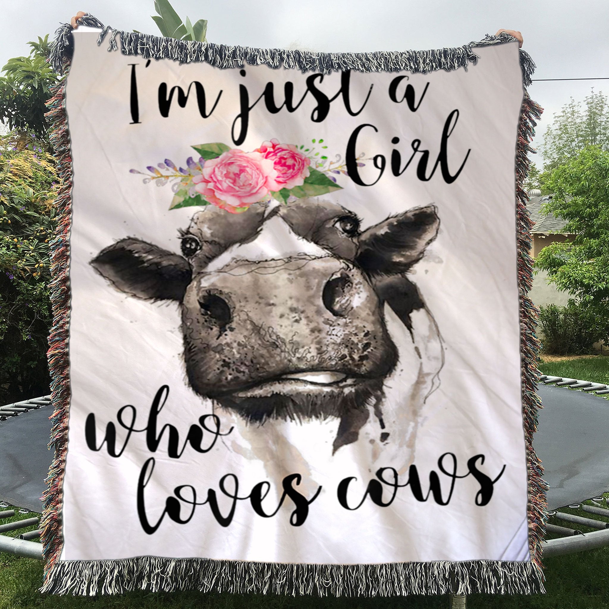 Custom Woven Blanket Just A Girl Who Loves Cows Woven Throw Blanket - 50x60-A Loves Gift