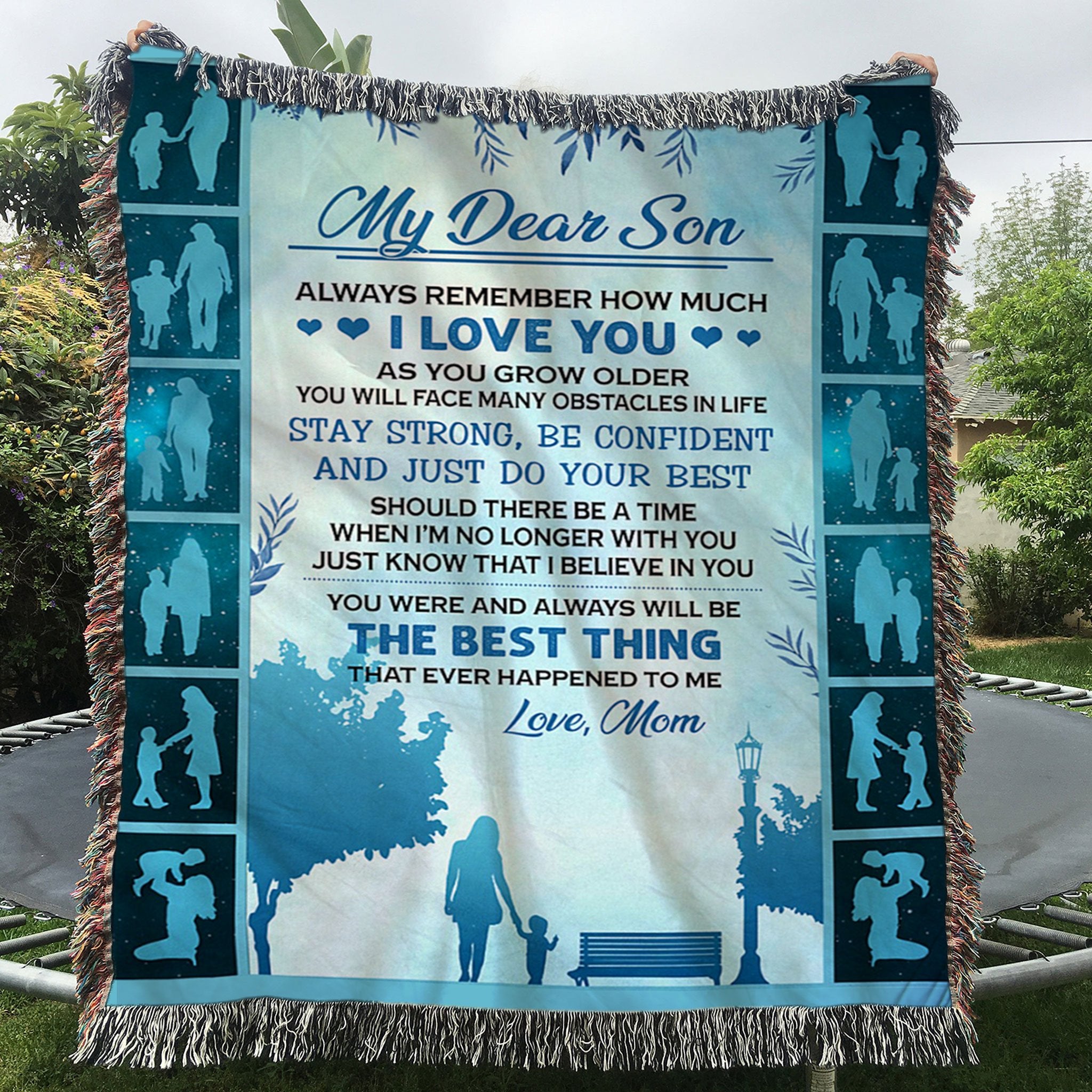 Custom Woven Blanket My Dear Son Woven Throw Blanket - Gift for Son - 60x80-A Loves Gift