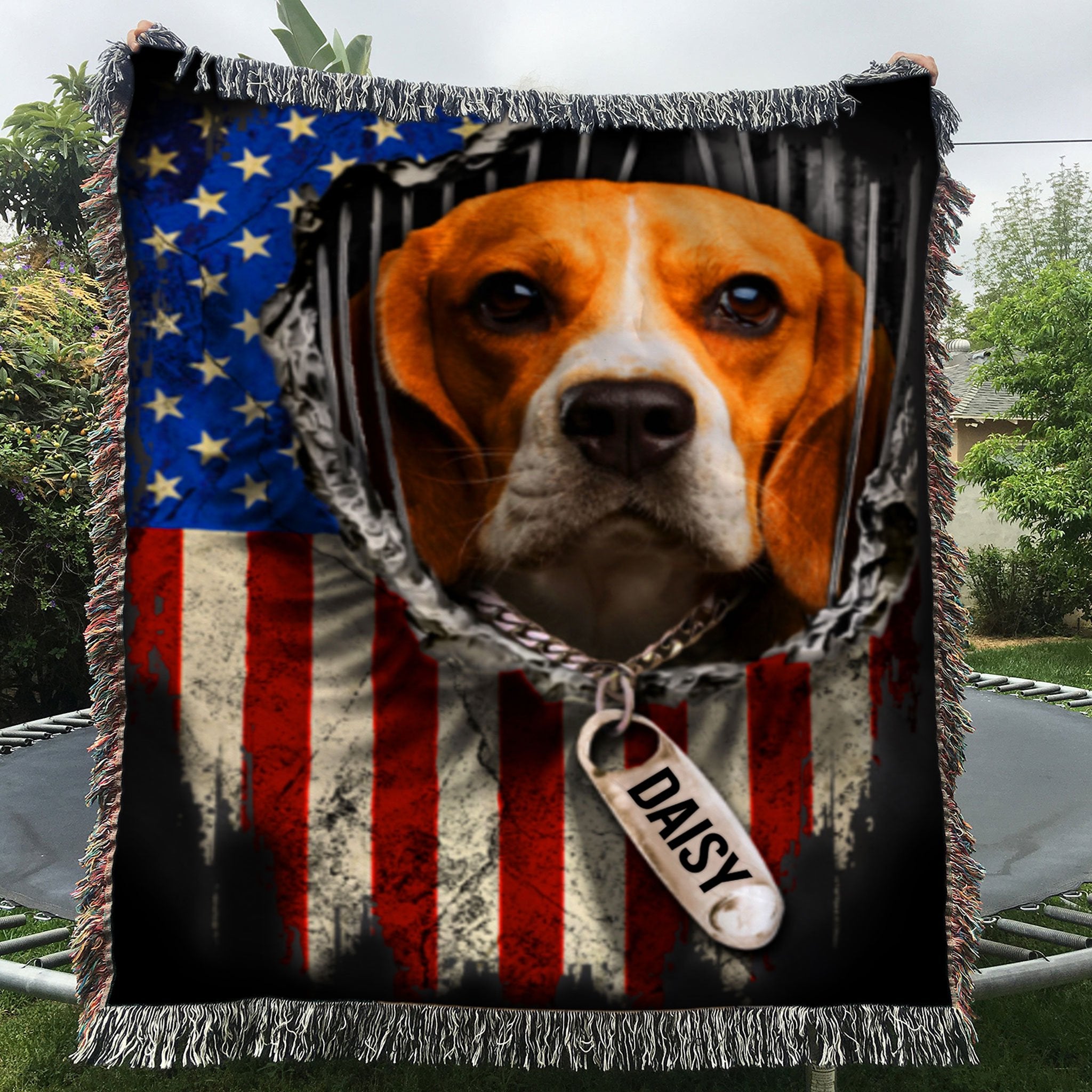 Custom Woven Blanket Beagle Dog Personalized Name Woven Throw Blanket - 50x60-A Loves Gift
