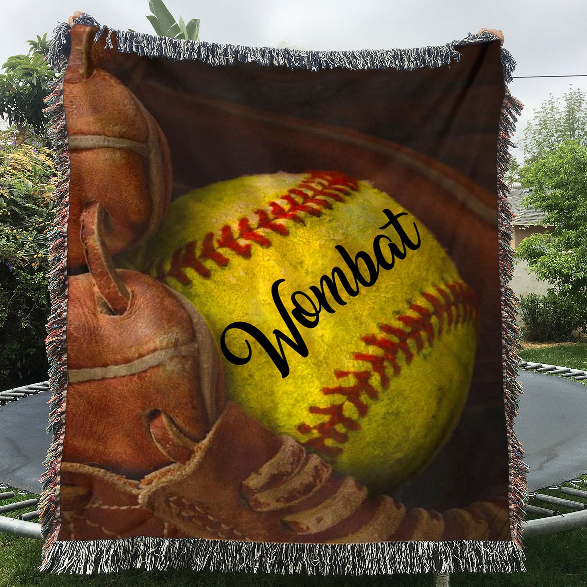 Custom Woven Blankets Softball Personalized Name Woven Throw Blanket - 50x60-A Loves Gift