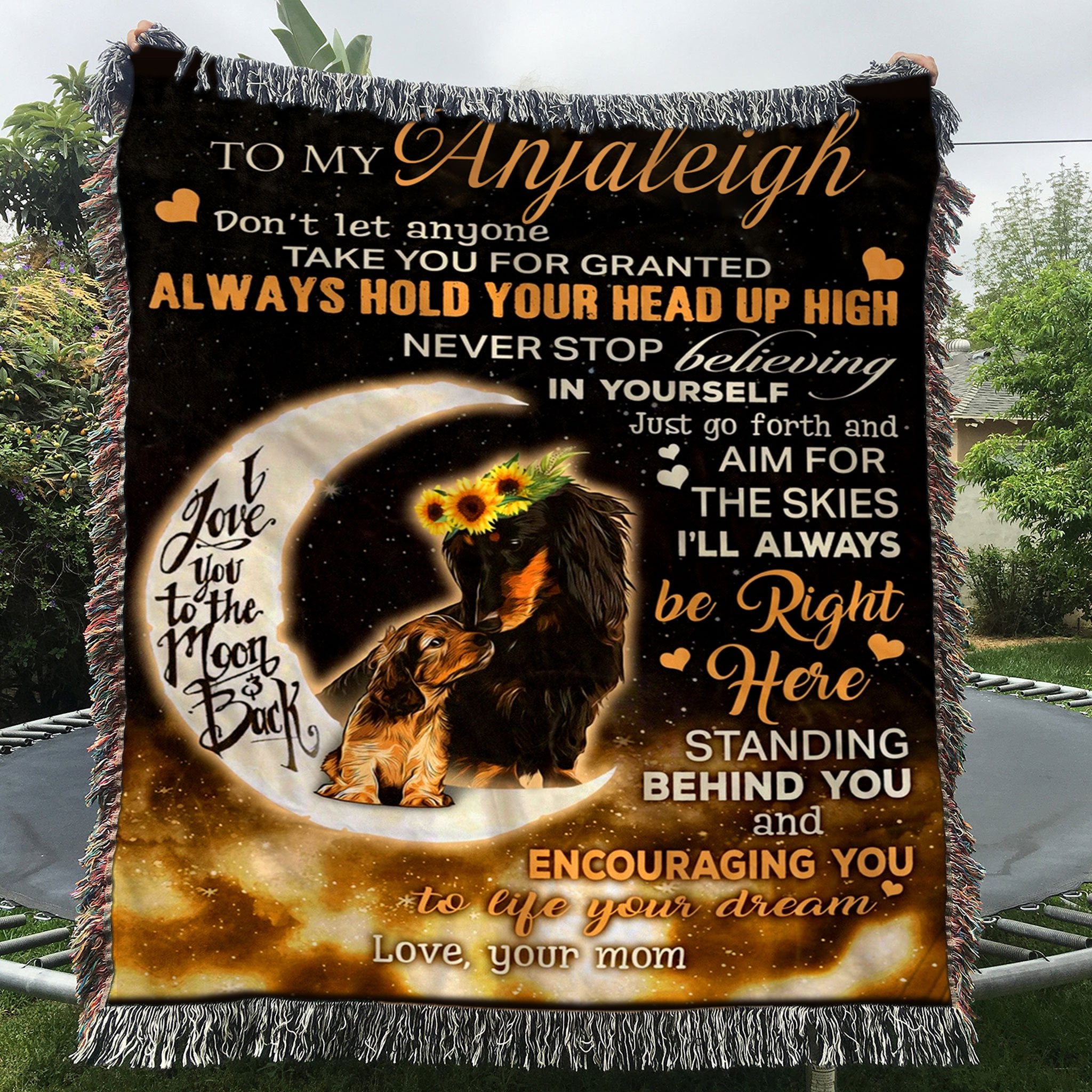 Custom Woven Blanket Dachshund Personalized Name Woven Blanket - 60x80-A Loves Gift