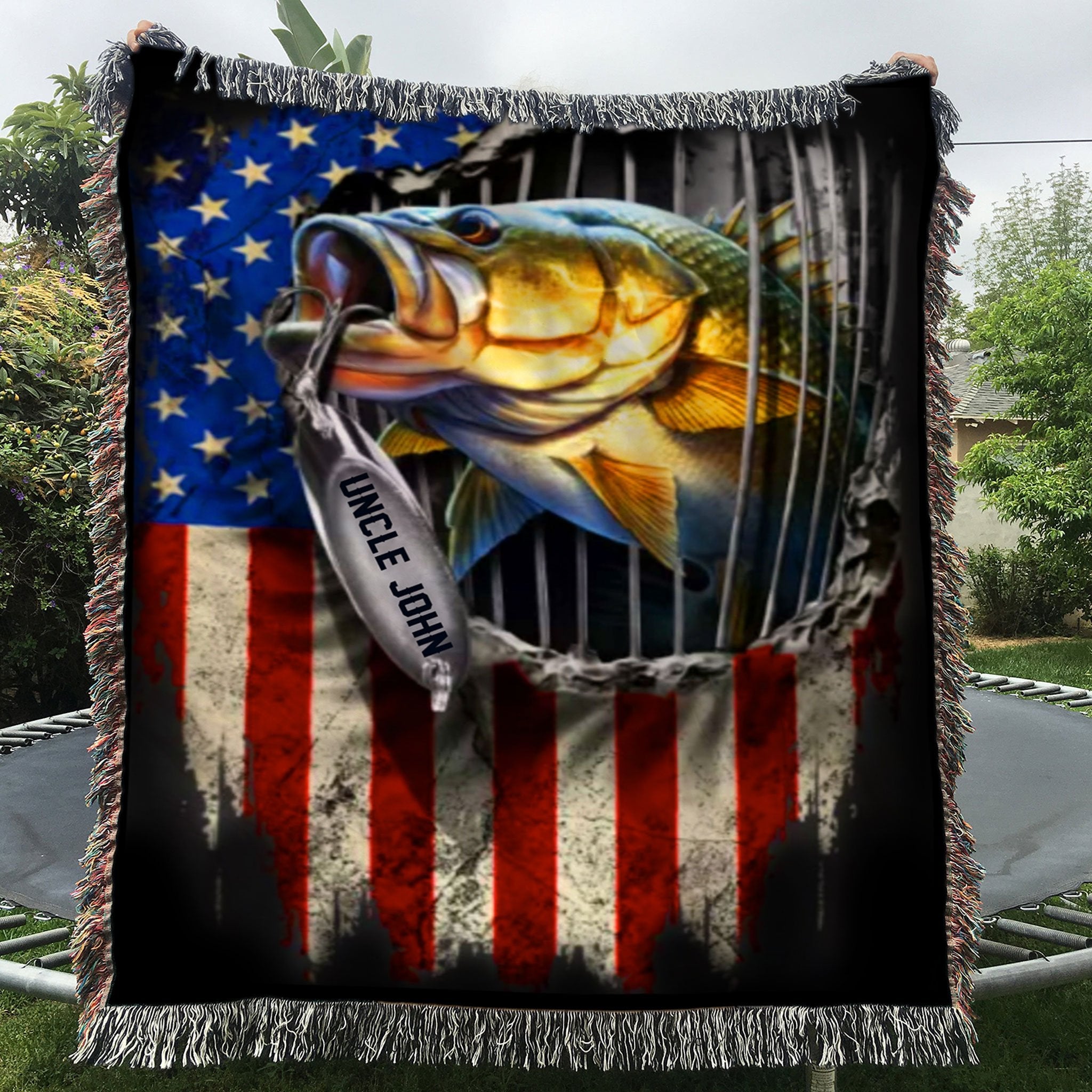 Personalized Fishing Gifts - Fishing Custom Name Woven Throw Blankets - 60x80-A Loves Gift