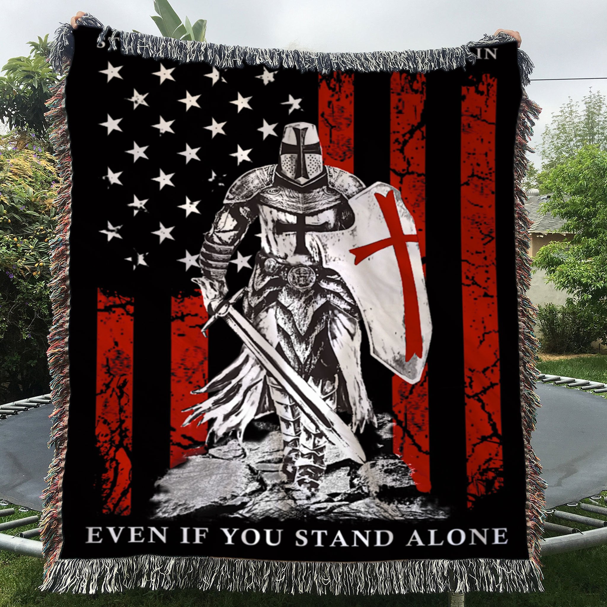 Custom Woven Blanket Knight Templar American Flag Woven Throw Blanket - 50x60-A Loves Gift