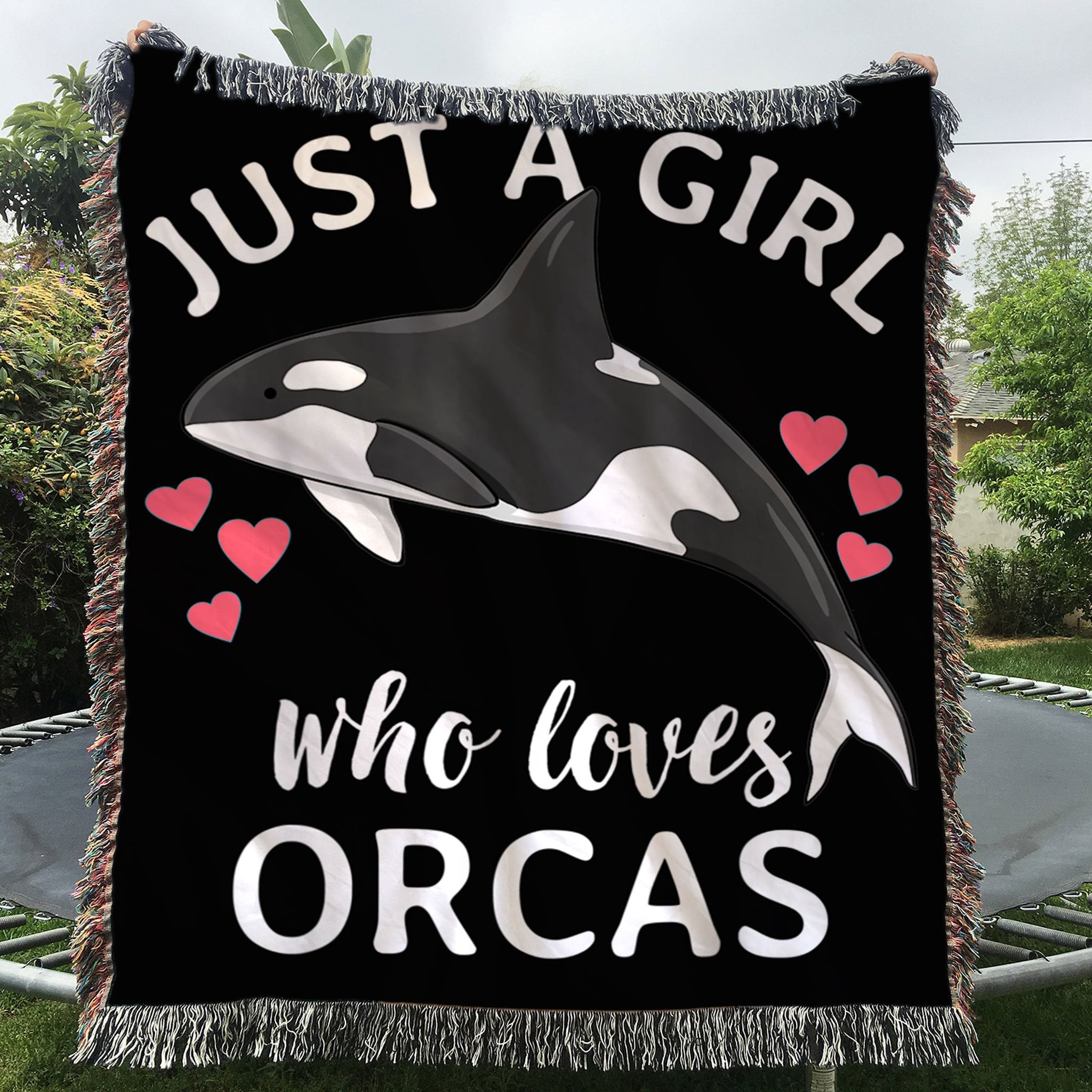Custom Woven Blanket Just A Girl Who Loves Orcas Woven Throw Blanket - 60x80-A Loves Gift