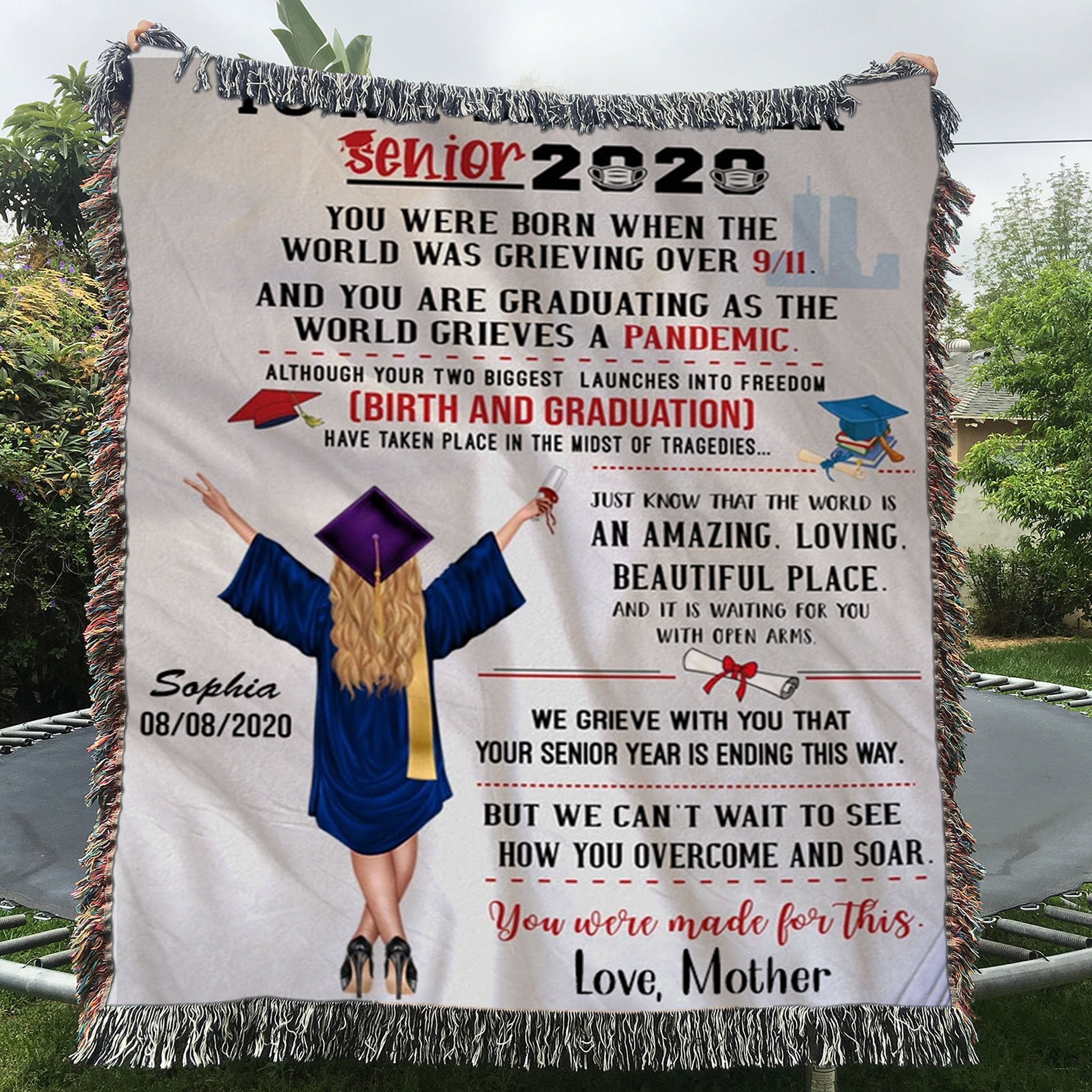 Custom Woven Blanket To My Daughter Woven Blanket Personalized Graduation - Woven Throw Blanket - 50x60-A Loves Gift