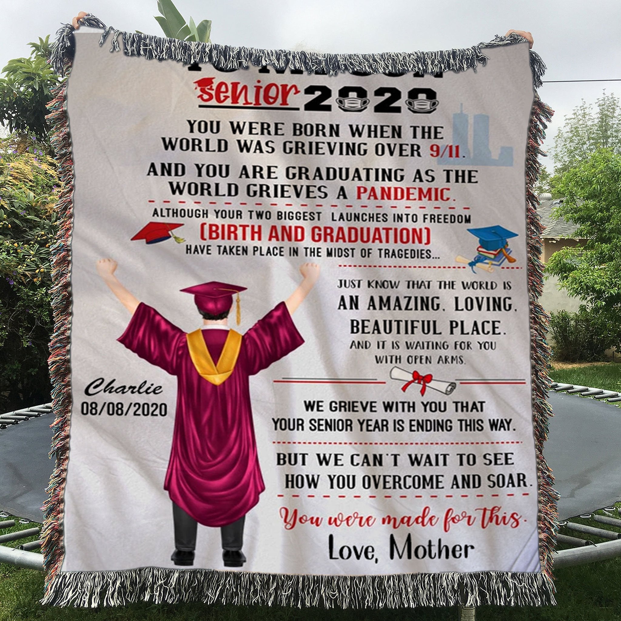 Custom Woven Blanket To My Son Personalized Graduation Woven Blanket - Woven Blanket - 50x60-A Loves Gift
