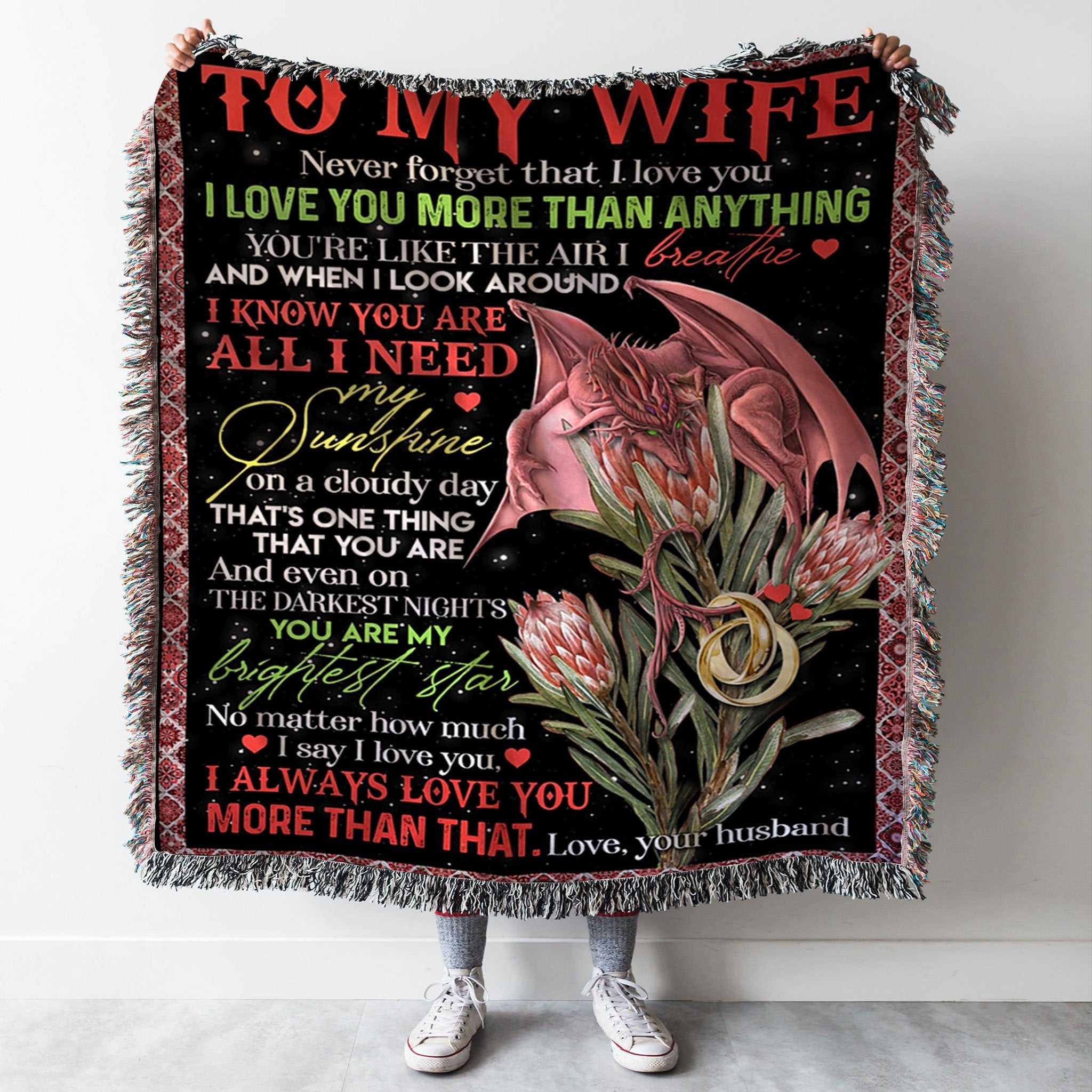 Custom Woven Blanket To My Wfie Woven Throw  Blanket - 50x60-A Loves Gift