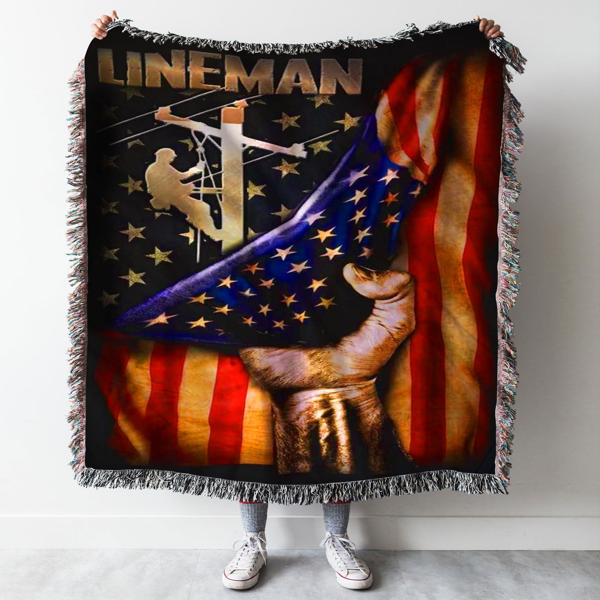 Custom Woven Blanket Lineman Woven Throw Blanket - 60x80-A Loves Gift