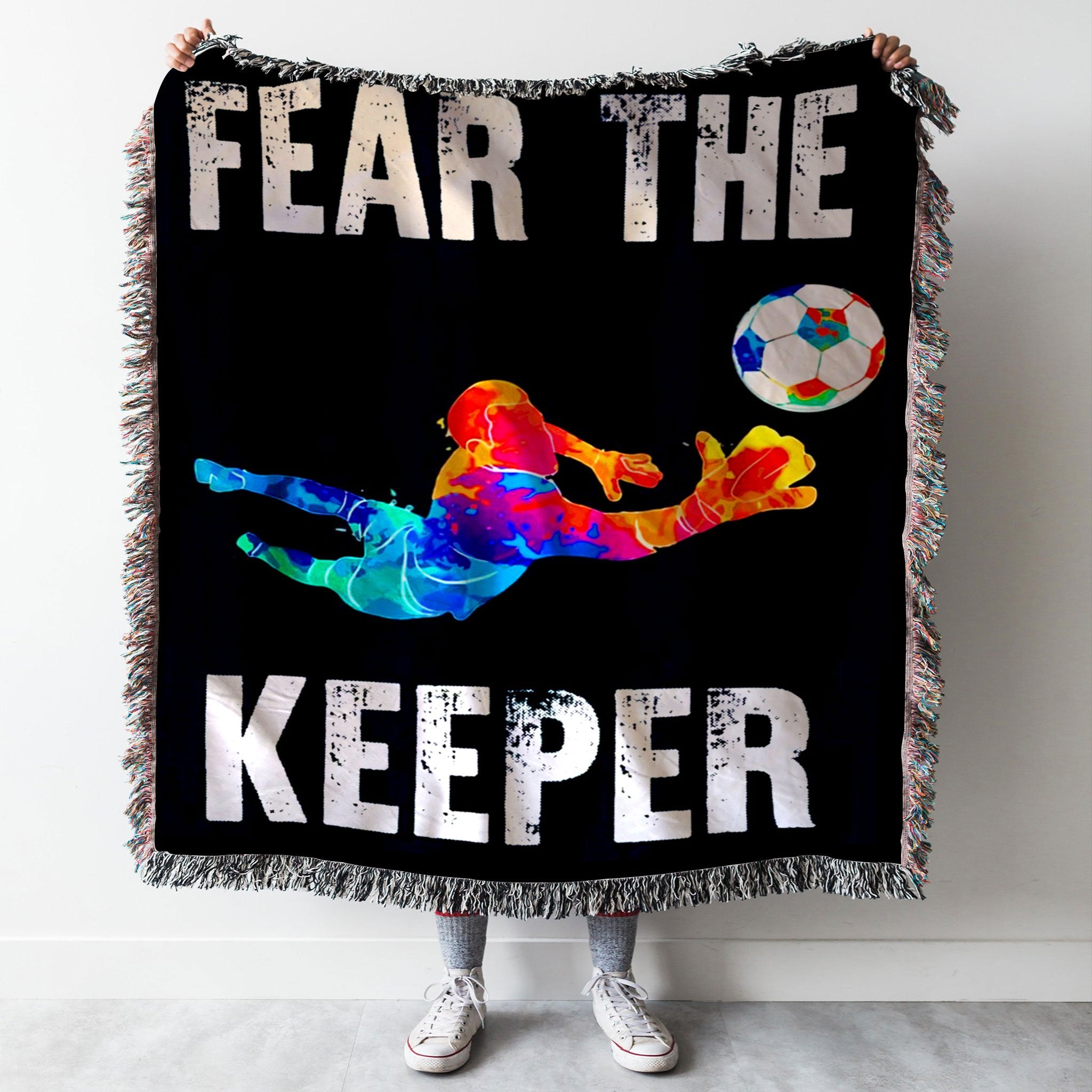 Custom Woven Blanket Soccer Fear The Keeper Woven Throw Blanket - 50x60-A Loves Gift