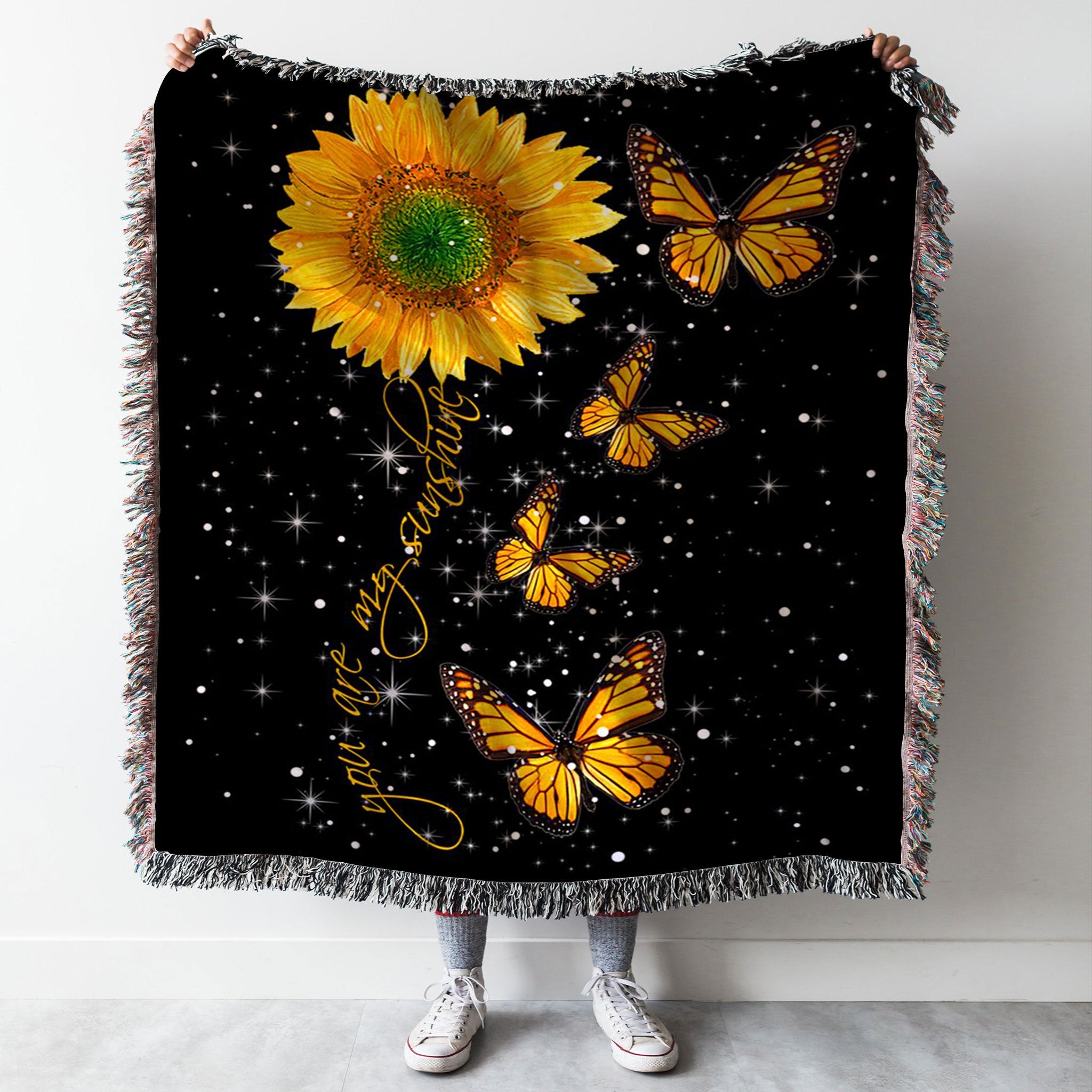 Custom Woven Blanket Butterfly You Are My SunShine Woven Throw Blanket - 60x80-A Loves Gift