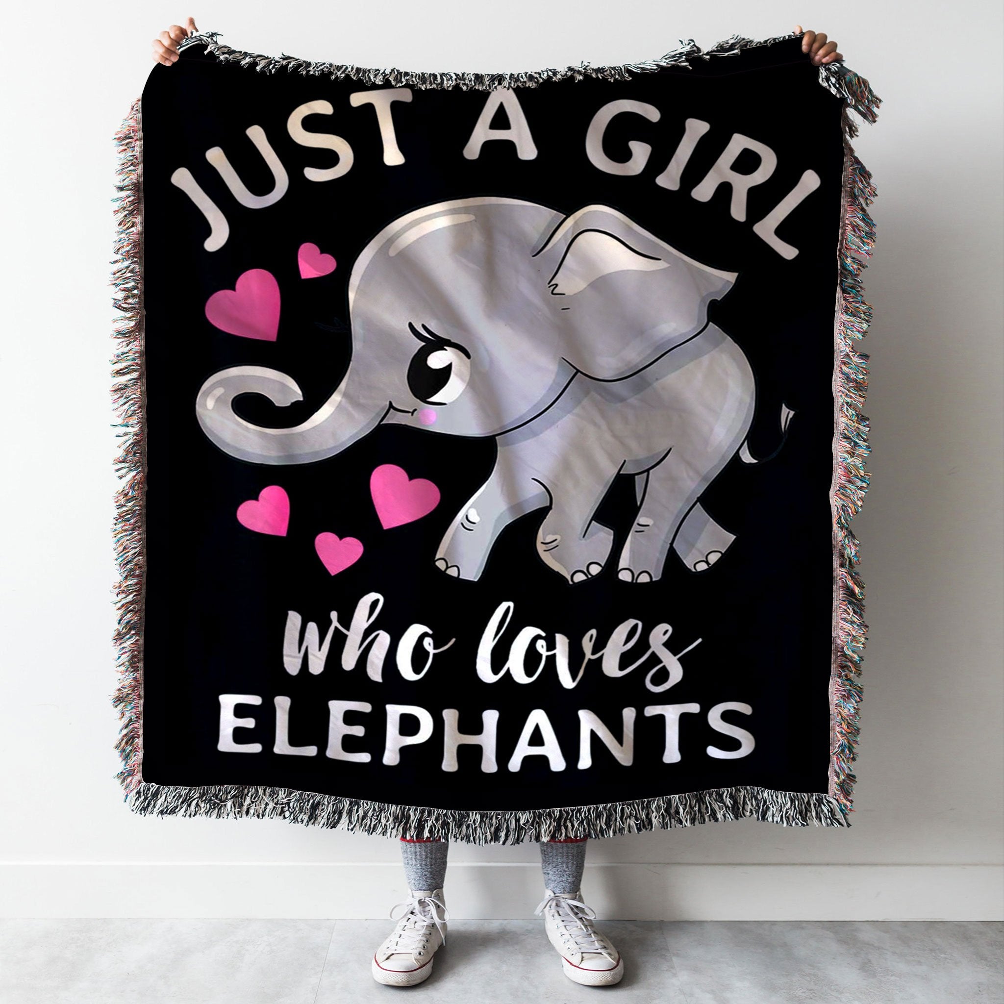 Custom Woven Blanket Just A Girl Who Loves Elephants Woven Throw Blanket - 50x60-A Loves Gift