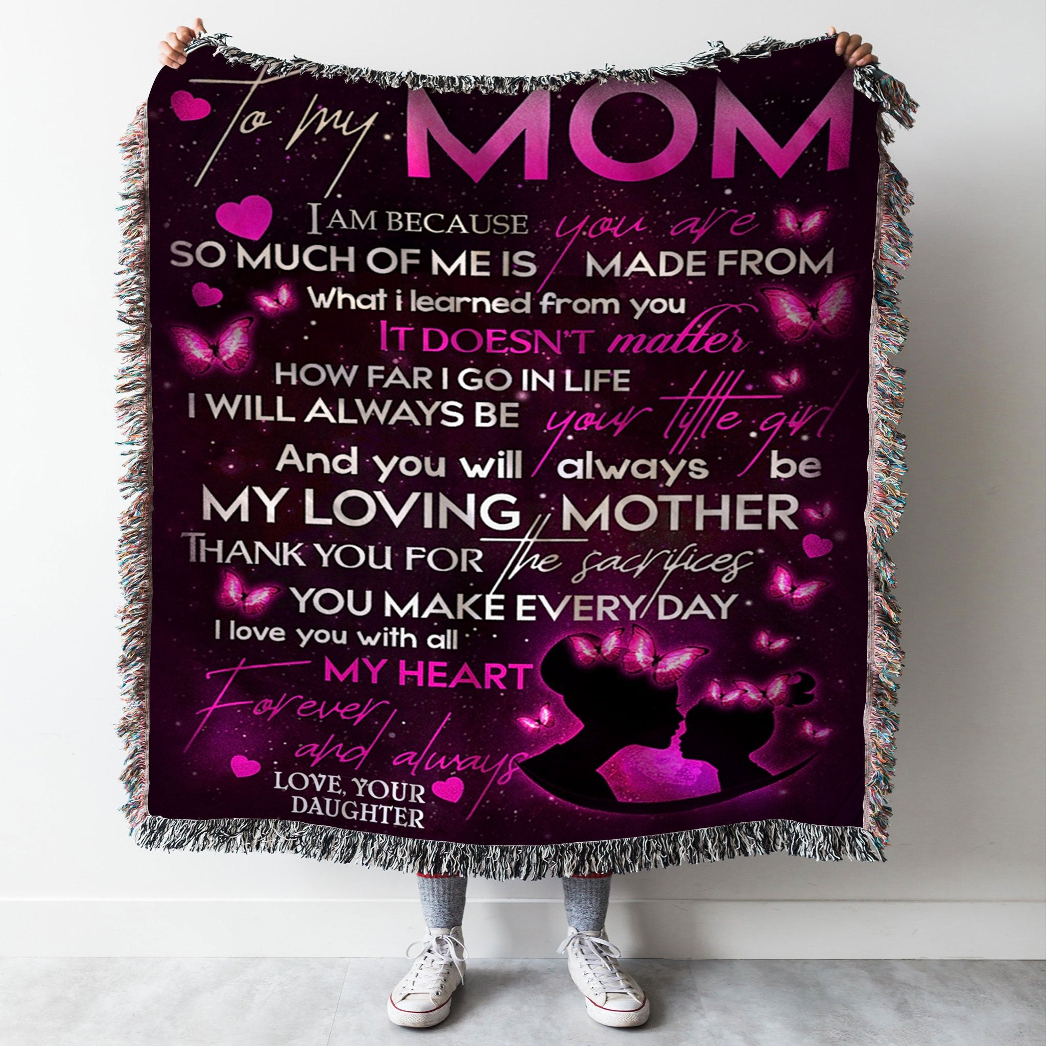 Custom Woven Blanket To My Mom Woven Throw Blanket - Gift for Mom - 60x80-A Loves Gift