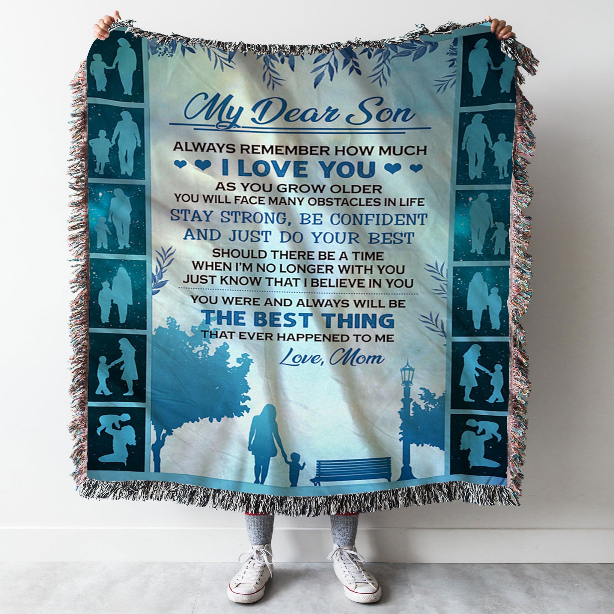 Custom Woven Blanket My Dear Son Woven Throw Blanket - Gift for Son - 60x80-A Loves Gift