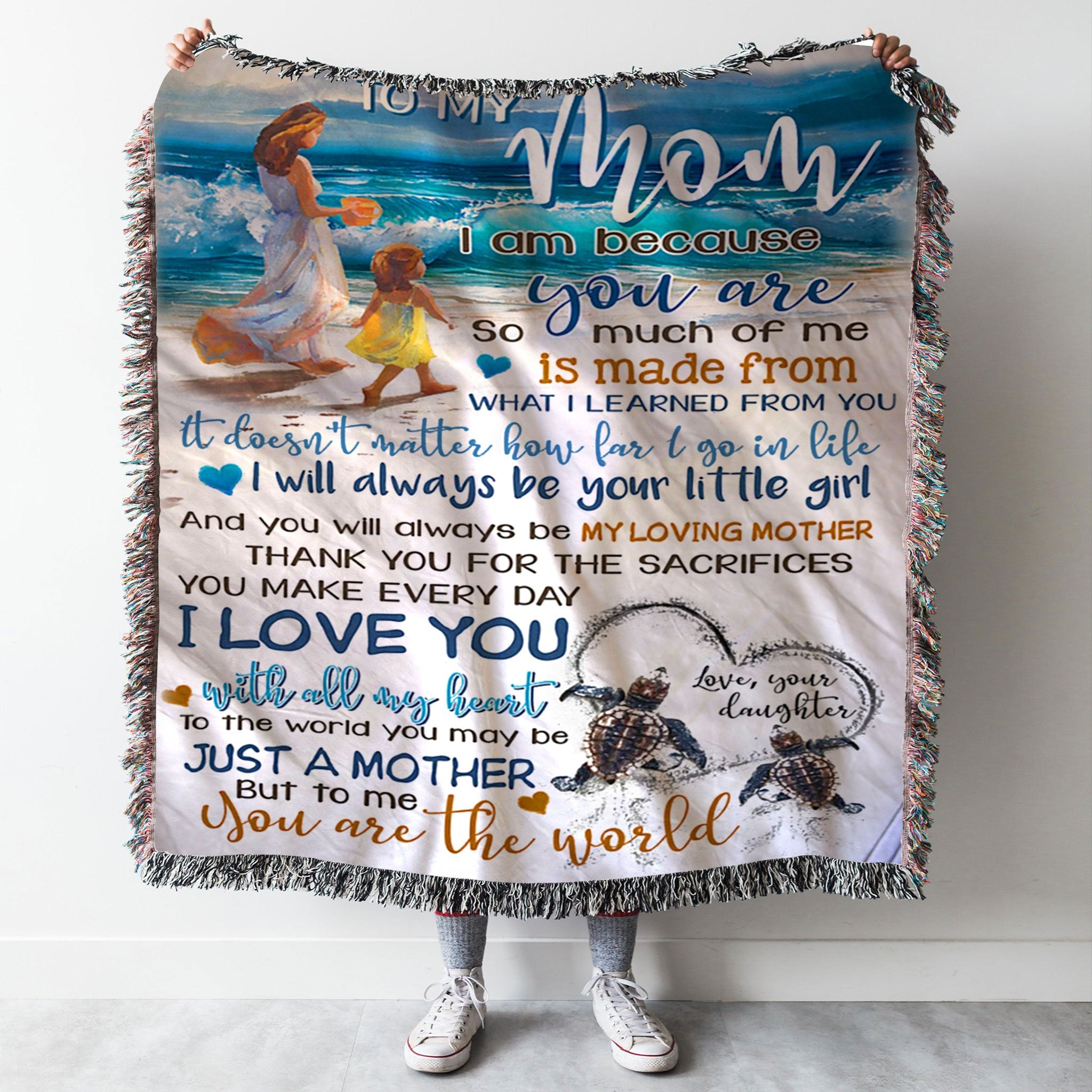 Custom Woven Blanket To My Mom Woven Throw Blanket - Gift for Mom - 50x60-A Loves Gift