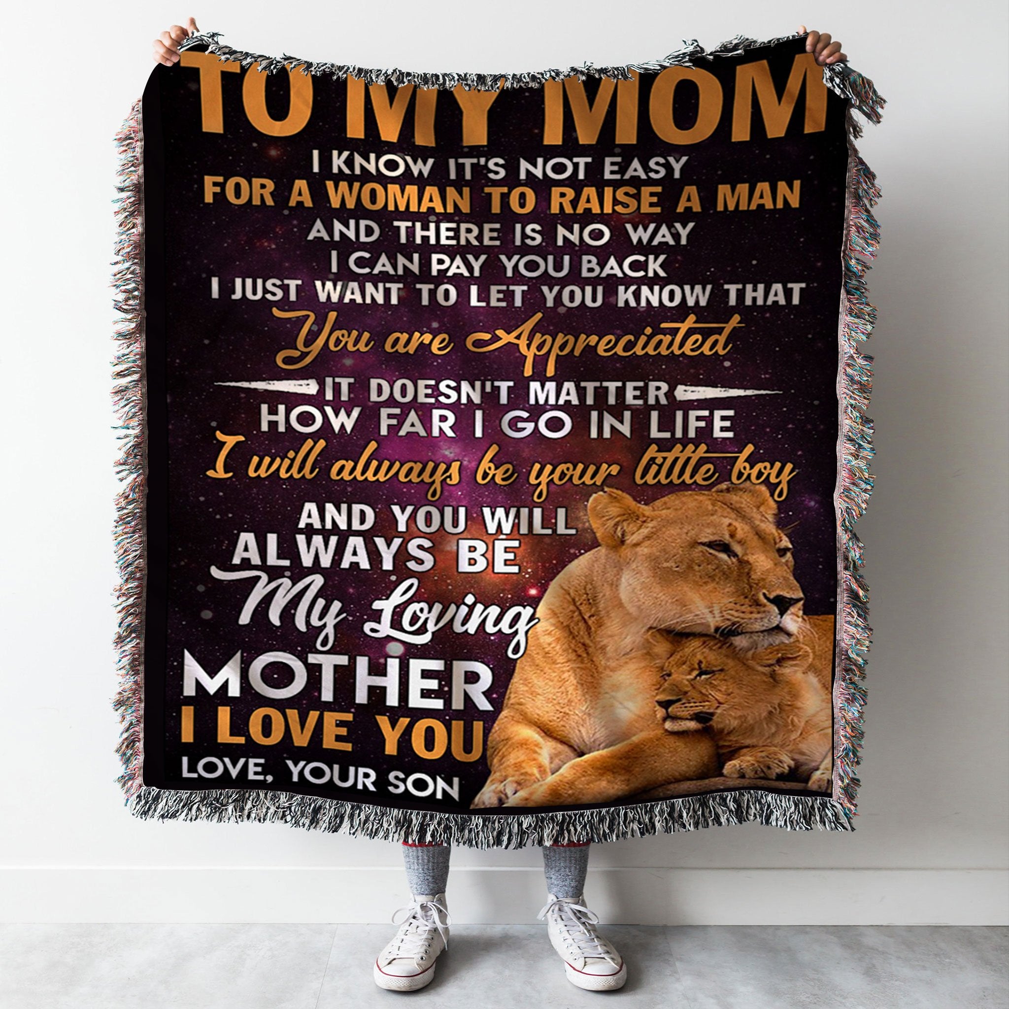 Custom Woven Blanket Lion To My Mom Woven Throw Blanket - 60x80-A Loves Gift