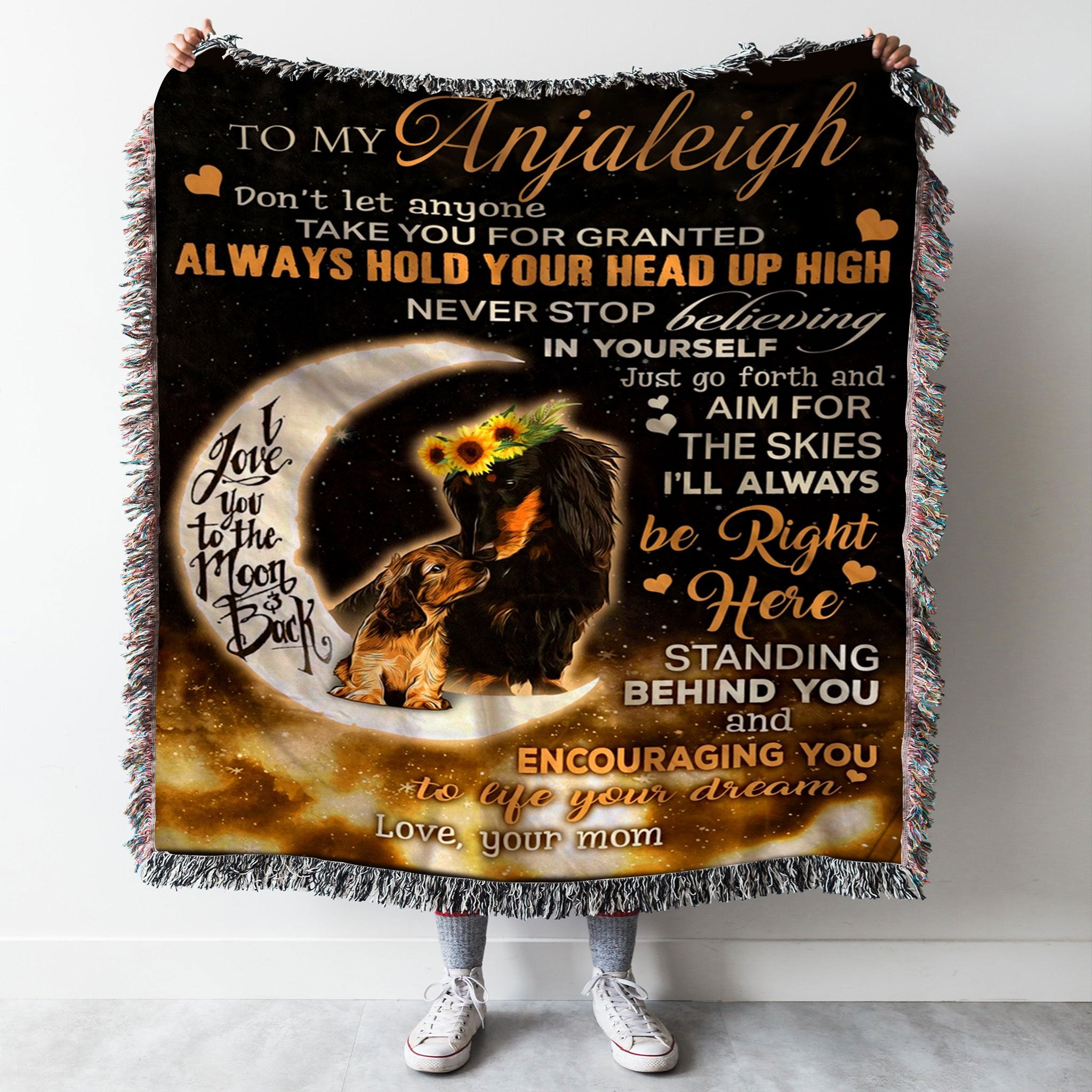 Custom Woven Blanket Dachshund Personalized Name Woven Blanket - 60x80-A Loves Gift