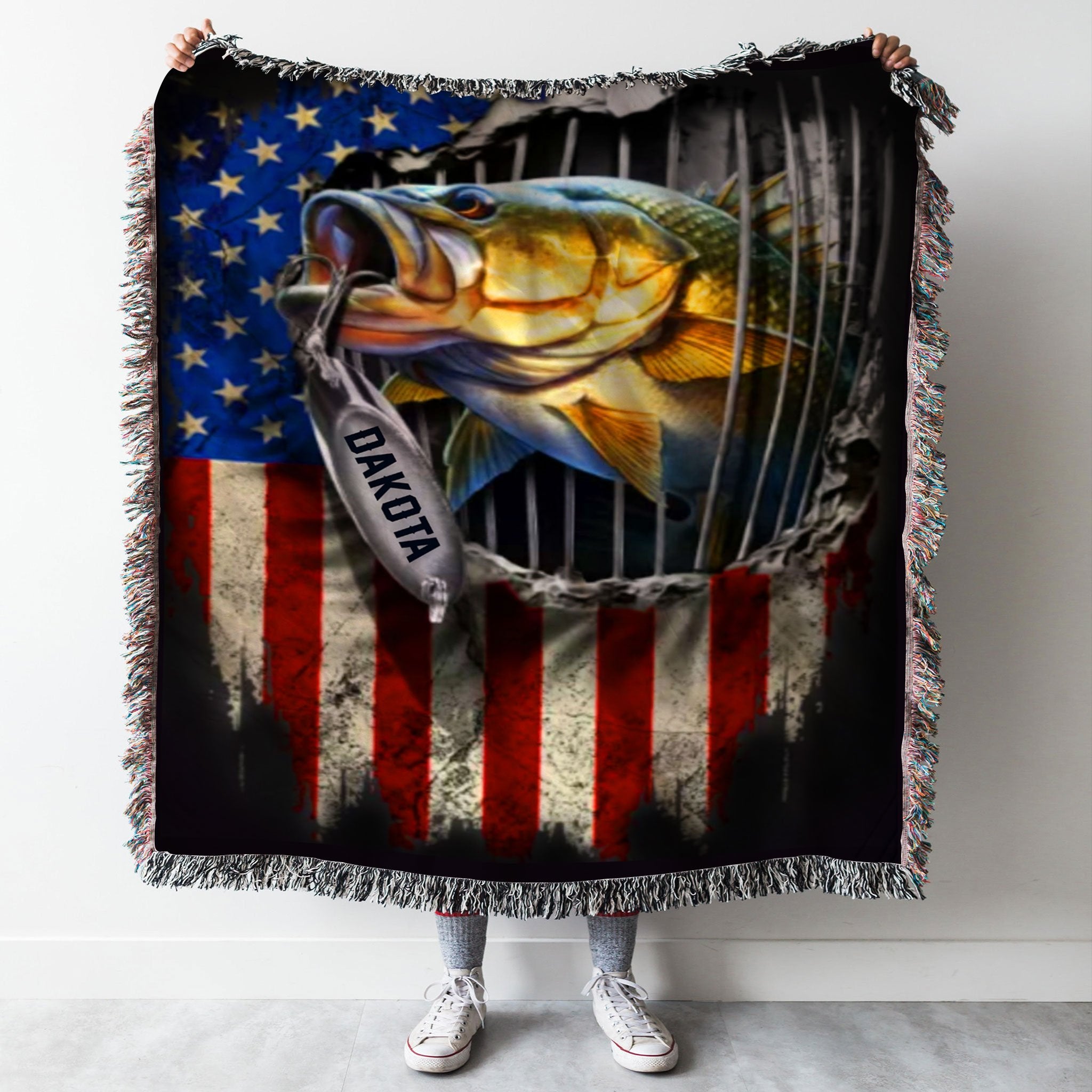 Personalized Fishing Gifts - Fishing Custom Name Woven Throw Blankets - 50x60-A Loves Gift