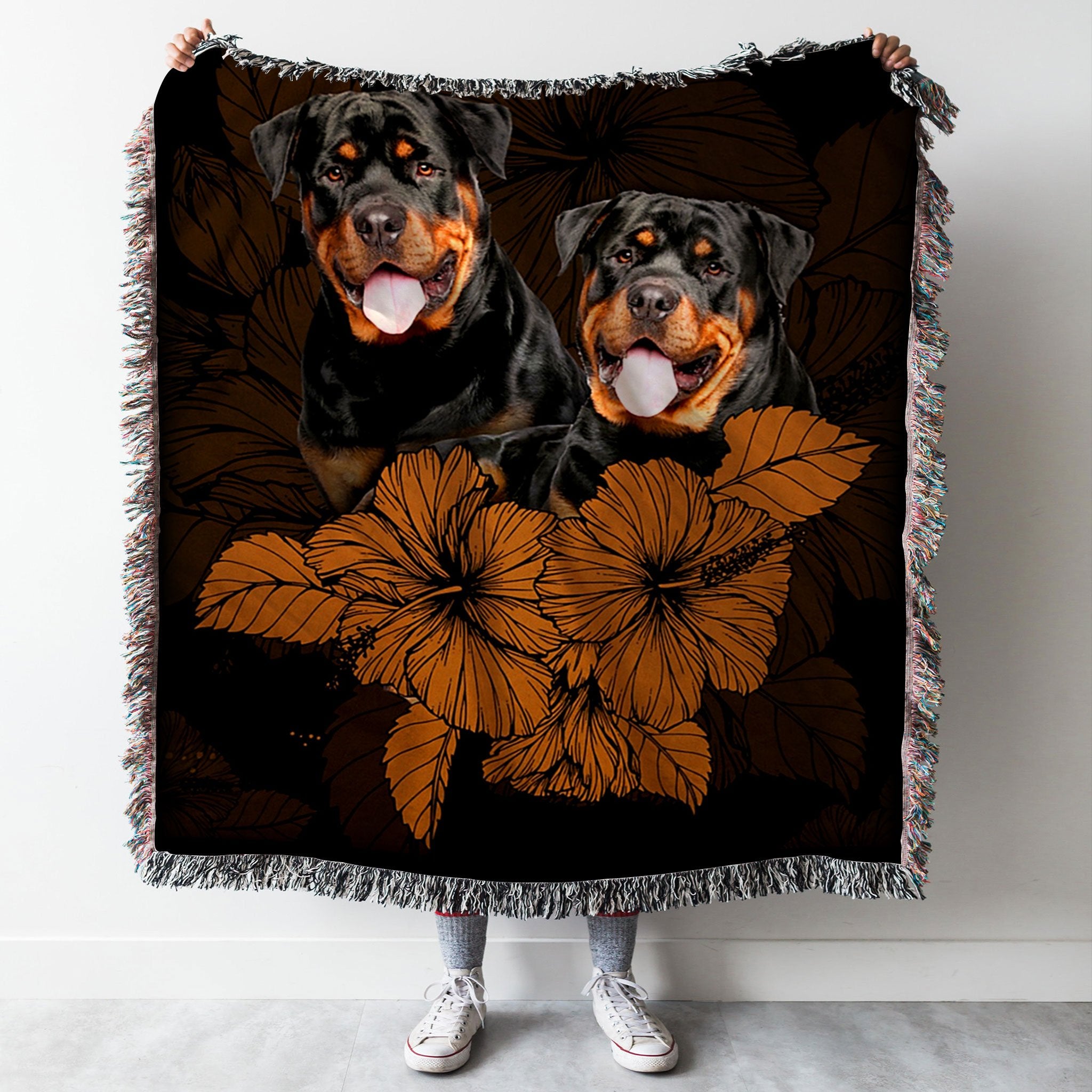 Custom Woven Blankets Rottweiler Dog Woven Throw Blanket - 50x60-A Loves Gift