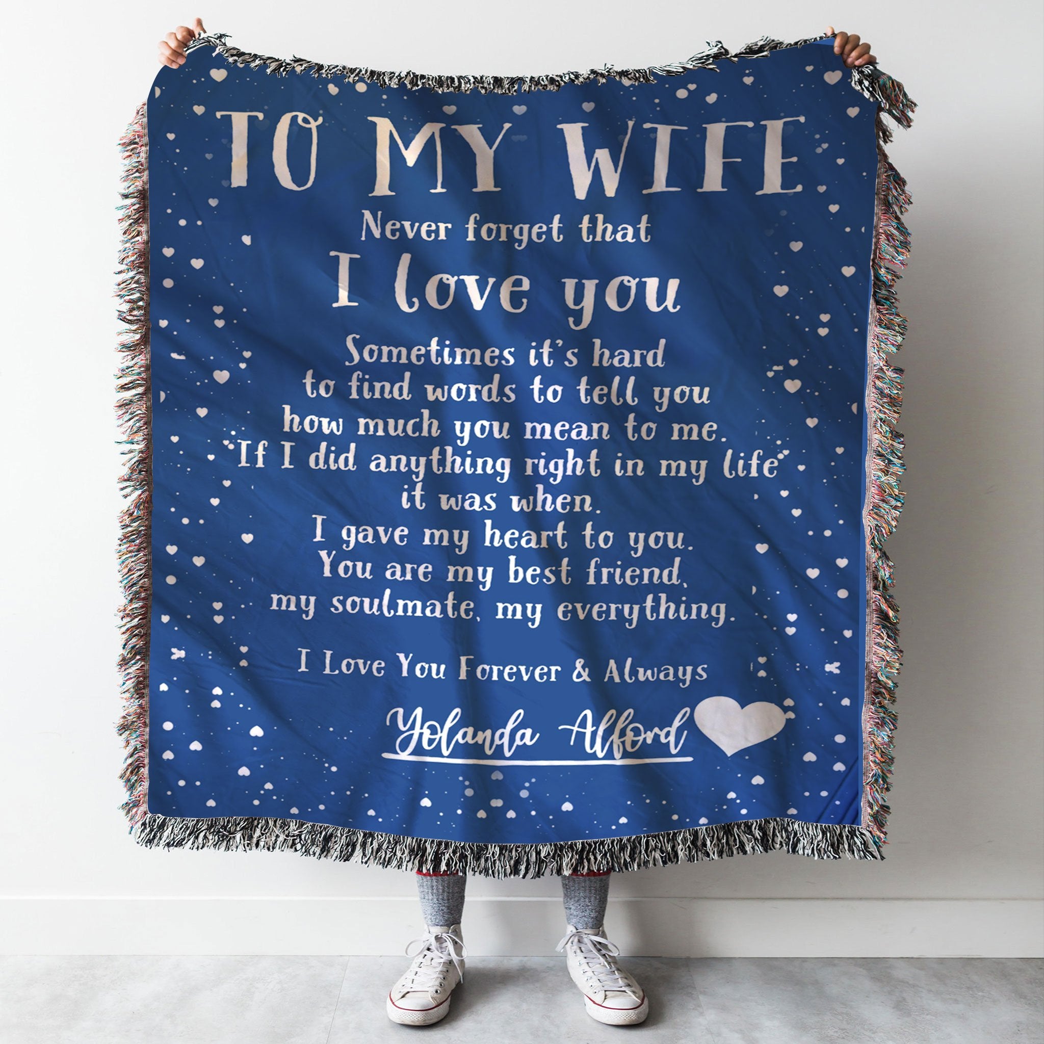 Custom Woven Blanket To My Wife Personalized Woven Throw Blanket - Gift for Wife -A Loves Gift