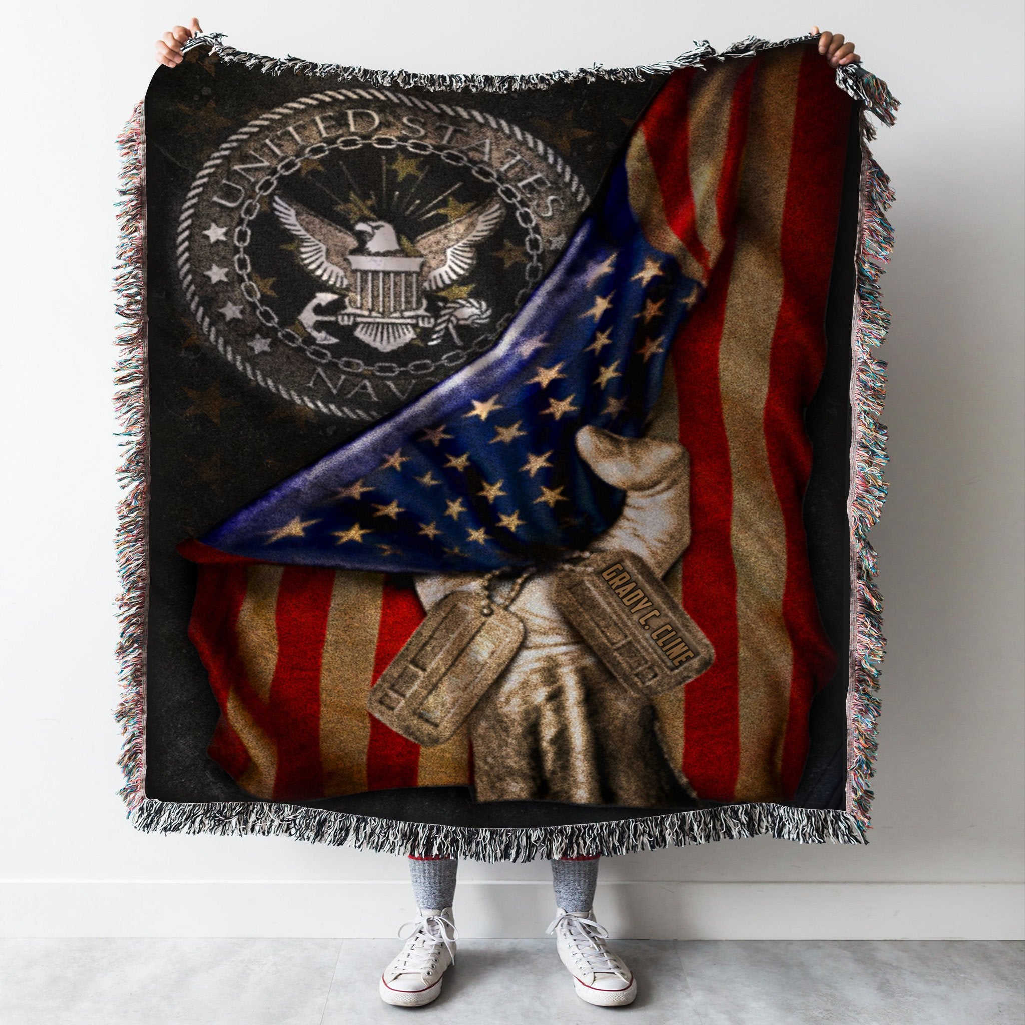 Custom Woven Blanket U.S. Navy Flag Personalized Woven Throw Blanket - 50x60-A Loves Gift