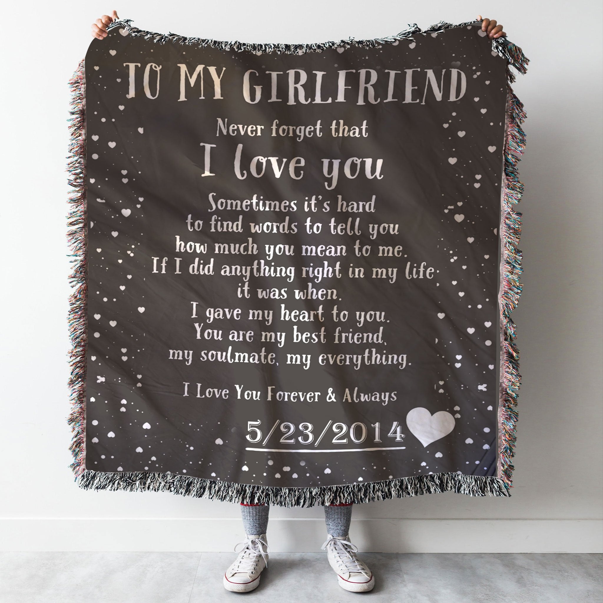 Custom Woven Blanket To My Girlfriend Personalized Woven Blanket - Gift for Girlfriend - 60x80-A Loves Gift