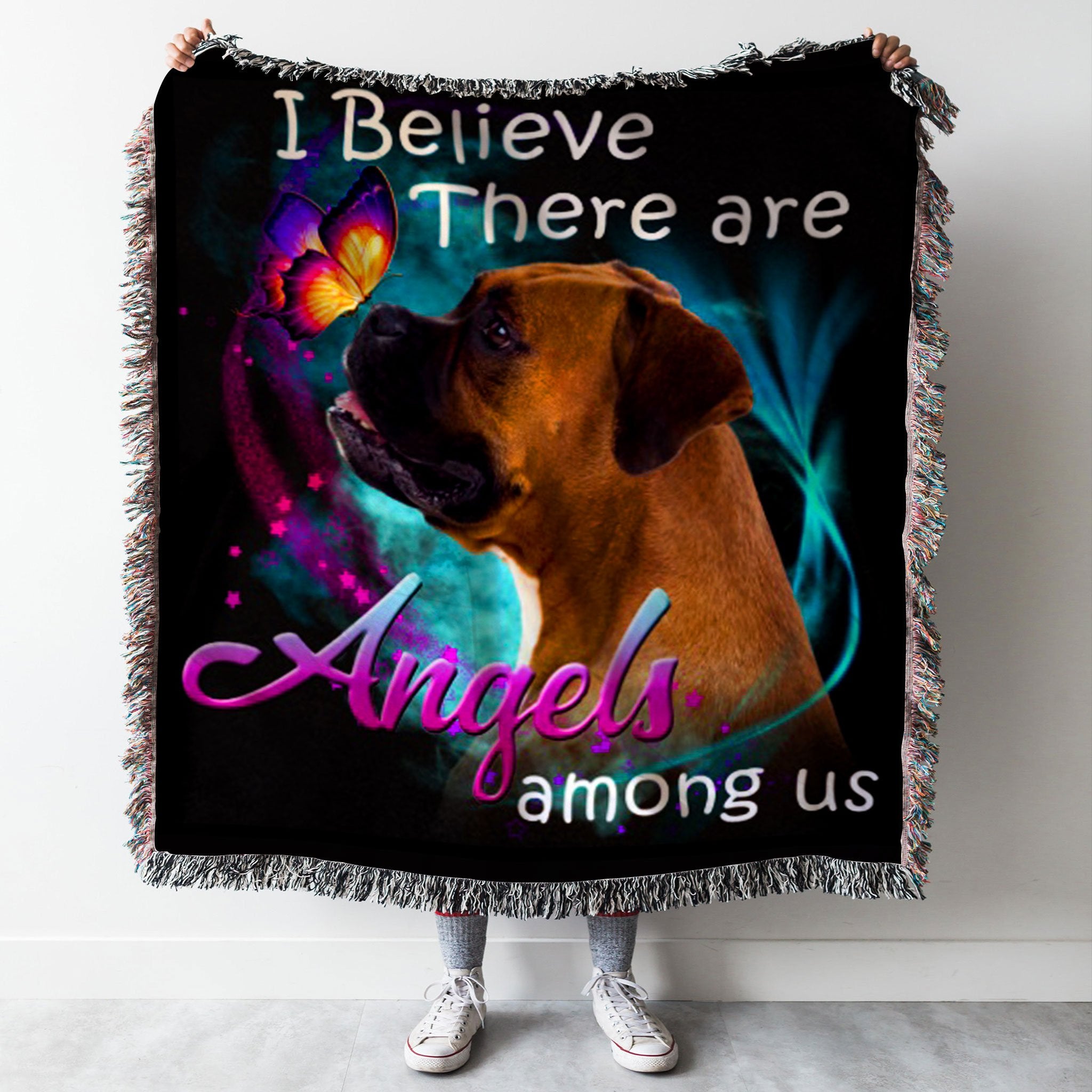 Customs Woven Blanket Boxer Angels Among Us Classic Woven Throw Blanket  - 50x60-A Loves Gift