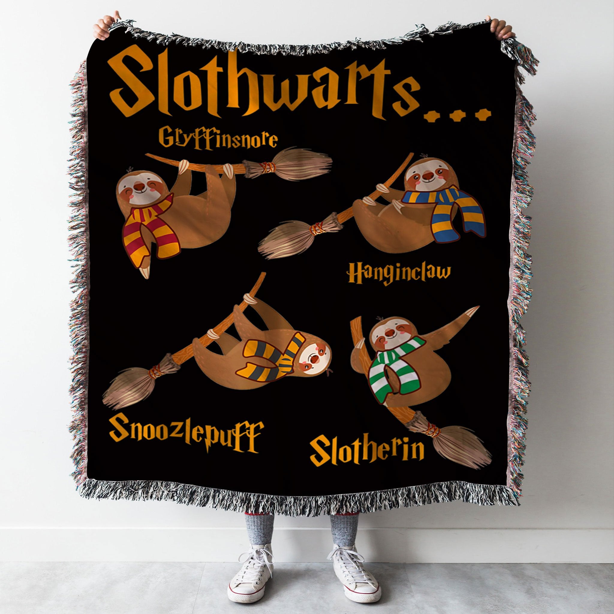 Custom Woven Blanket Slothwarts Sloth Woven Throw Blanket - 60x80-A Loves Gift