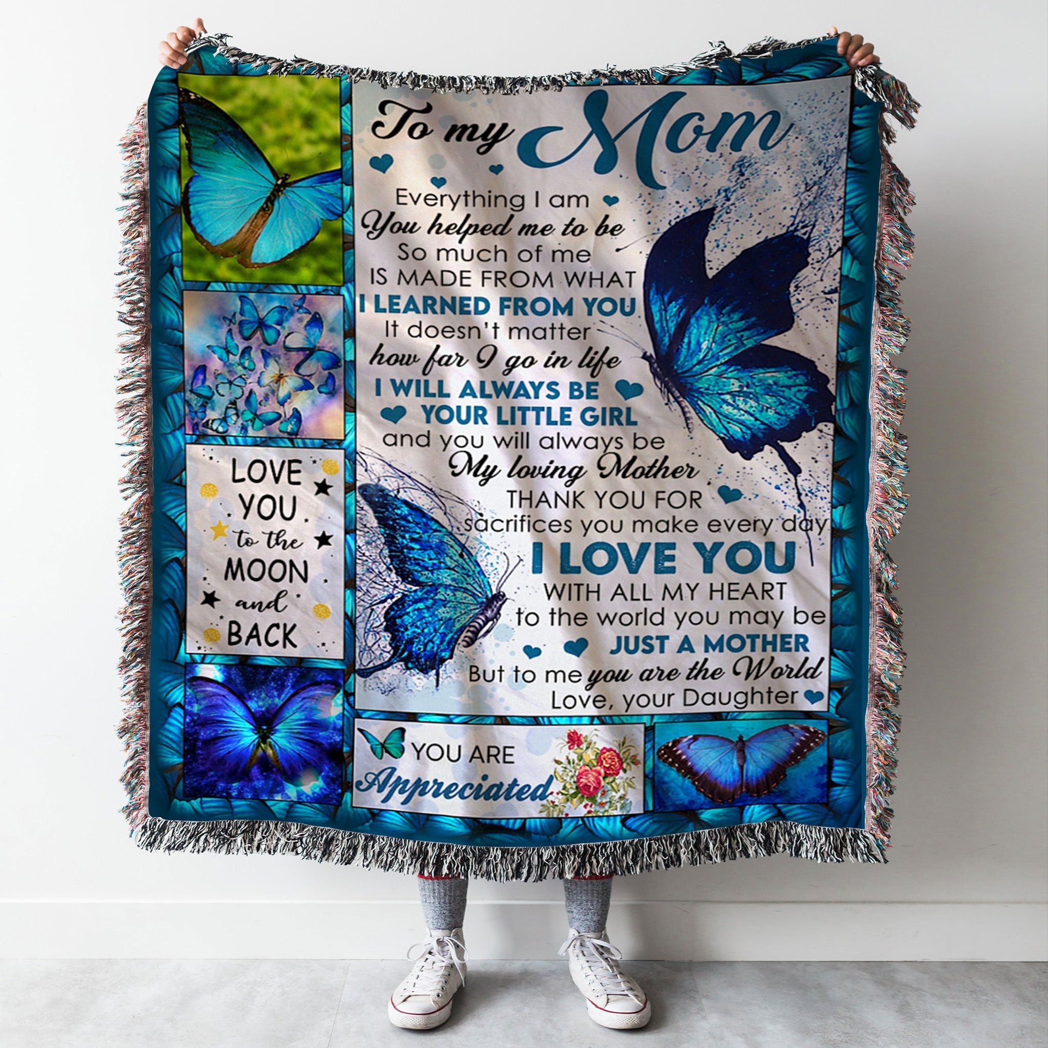 Custom Woven Blanket To My Mom Woven Throw Blanket - Gift for Mom - 50x60-A Loves Gift