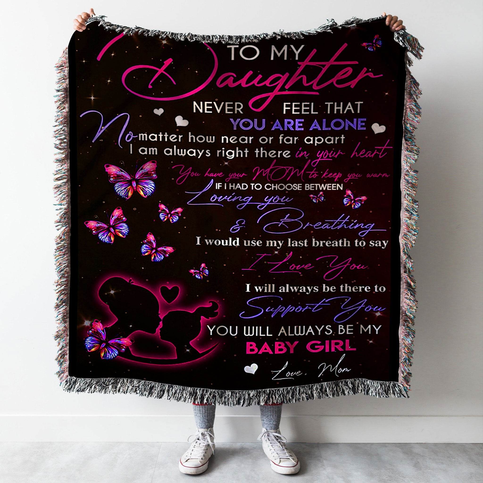 Custom Woven Blanket To My Daughter Woven Throw Blanket - Gift for Daughter - 60x80-A Loves Gift