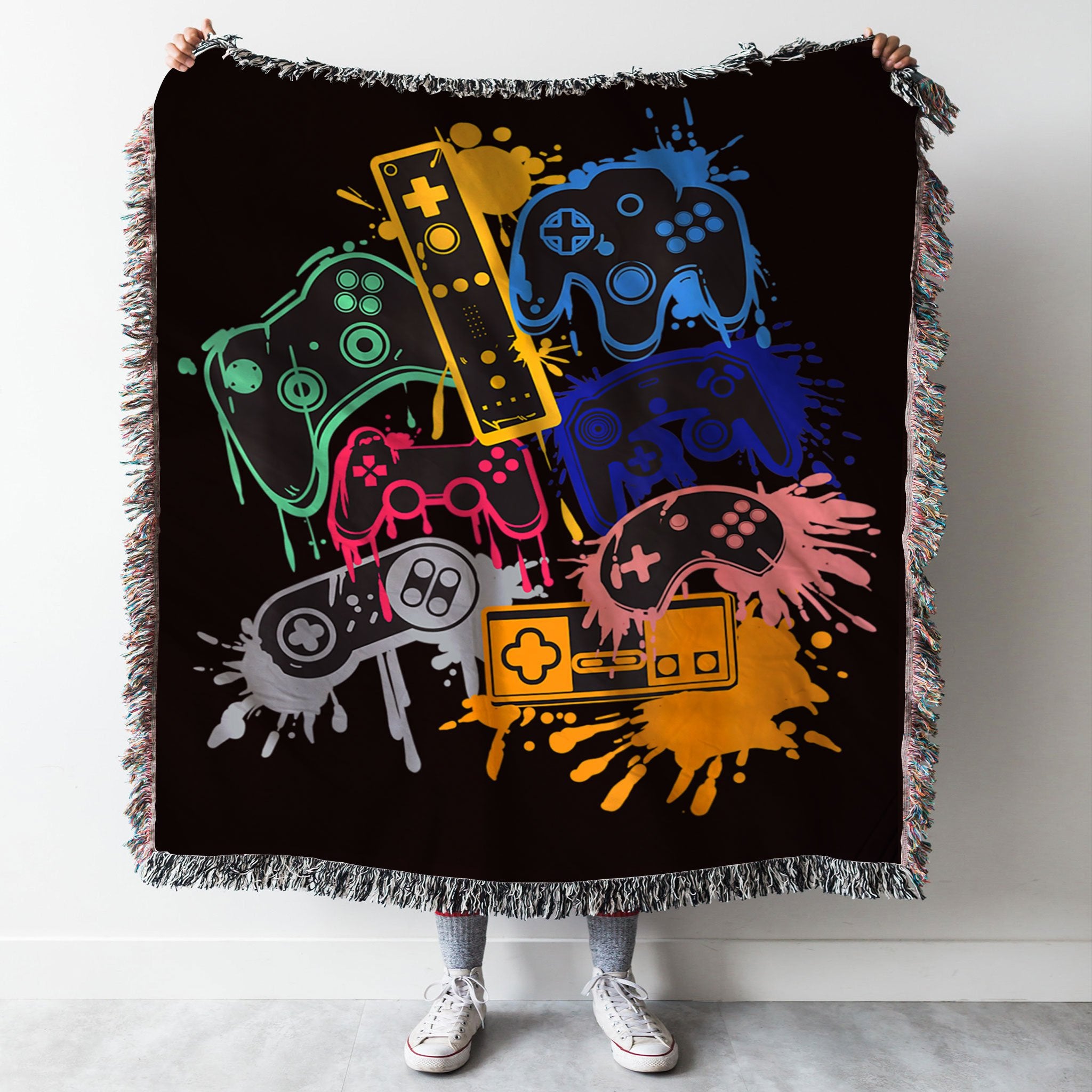 Custom Woven Blanket Control All the Things Video Game Controller Woven Throw Blanket - 60x80-A Loves Gift