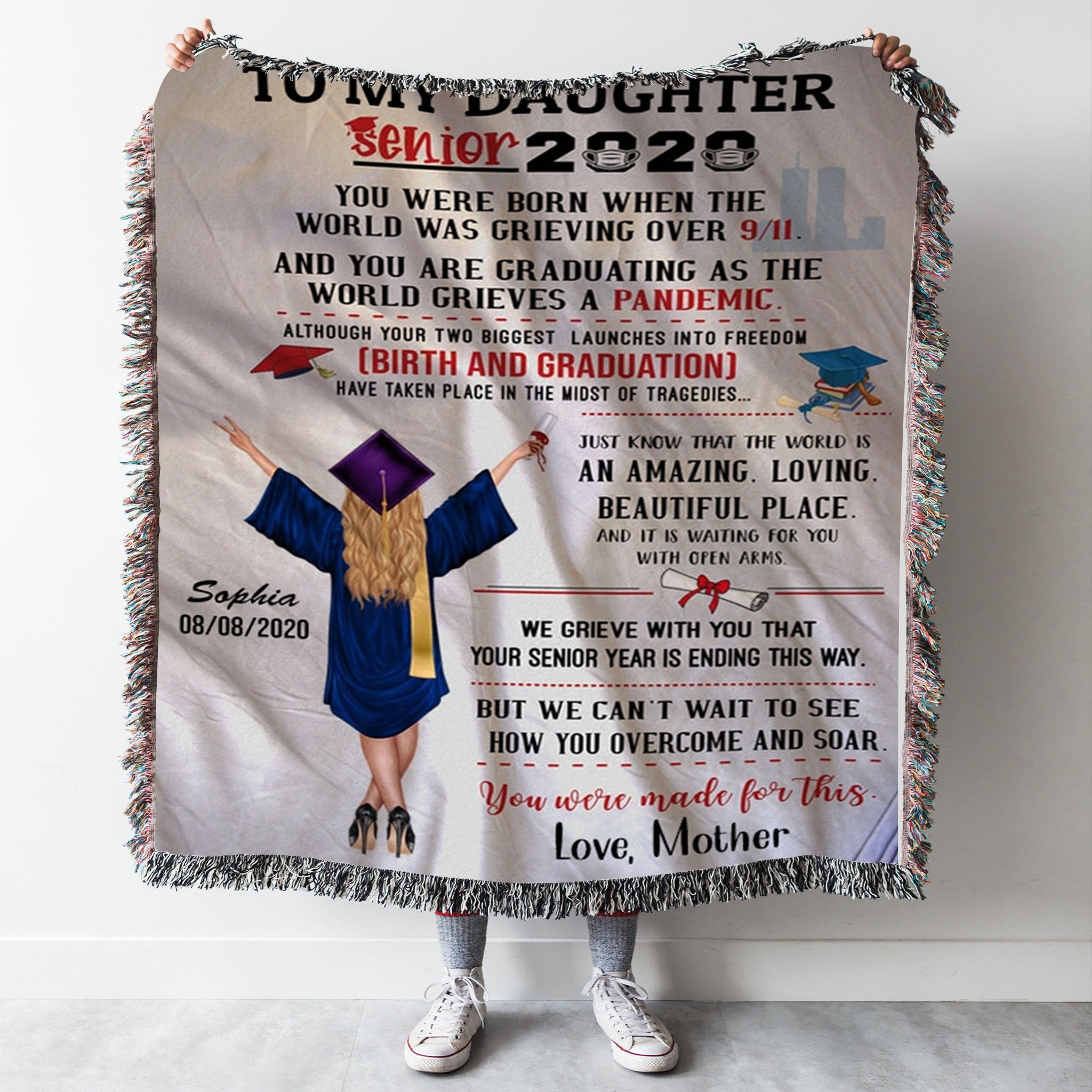Custom Woven Blanket To My Daughter Woven Blanket Personalized Graduation - Woven Throw Blanket - 50x60-A Loves Gift