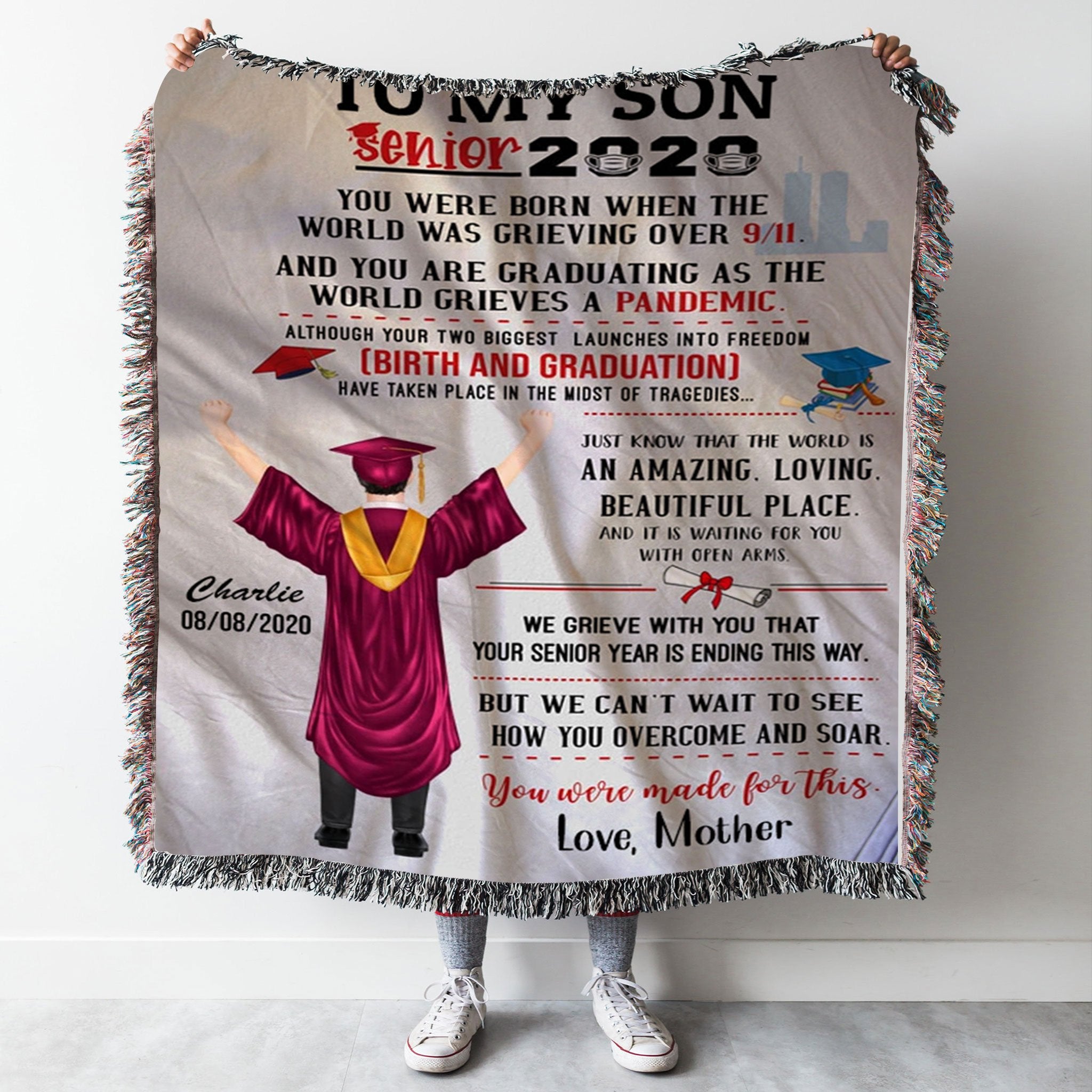 Custom Woven Blanket To My Son Personalized Graduation Woven Blanket - Woven Blanket - 50x60-A Loves Gift