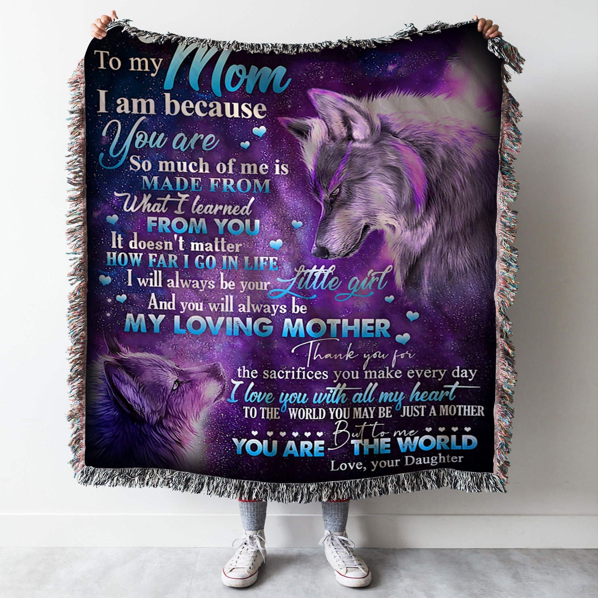 Custom Woven Blanket Wolf To My Mom Blanket - Gift for Mom - Woven Throw Blanket - 60x80-A Loves Gift