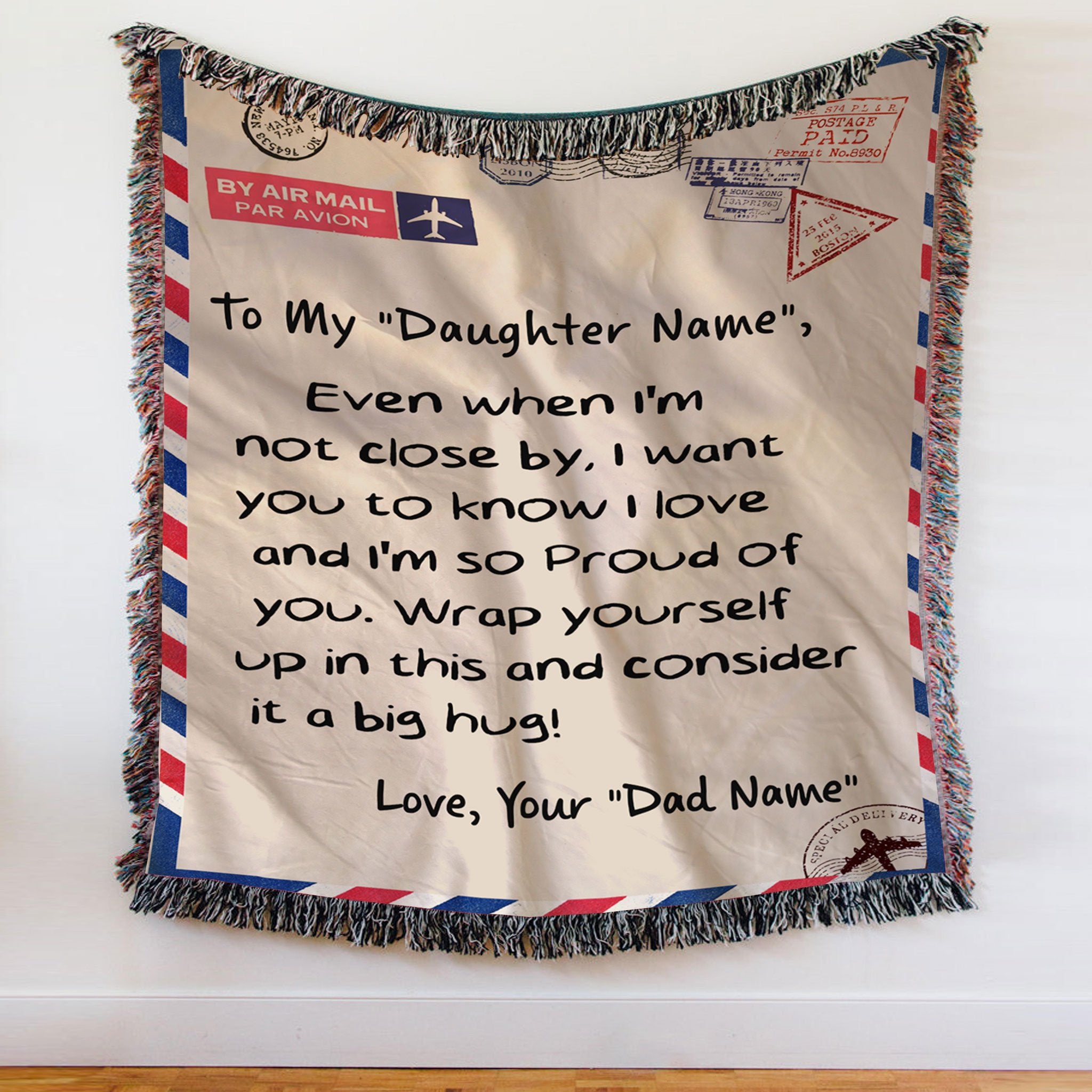 Custom Blanket Letter Personalized Name Dad To My Daughter Blanket - Gift For Daughter-A Loves Gift