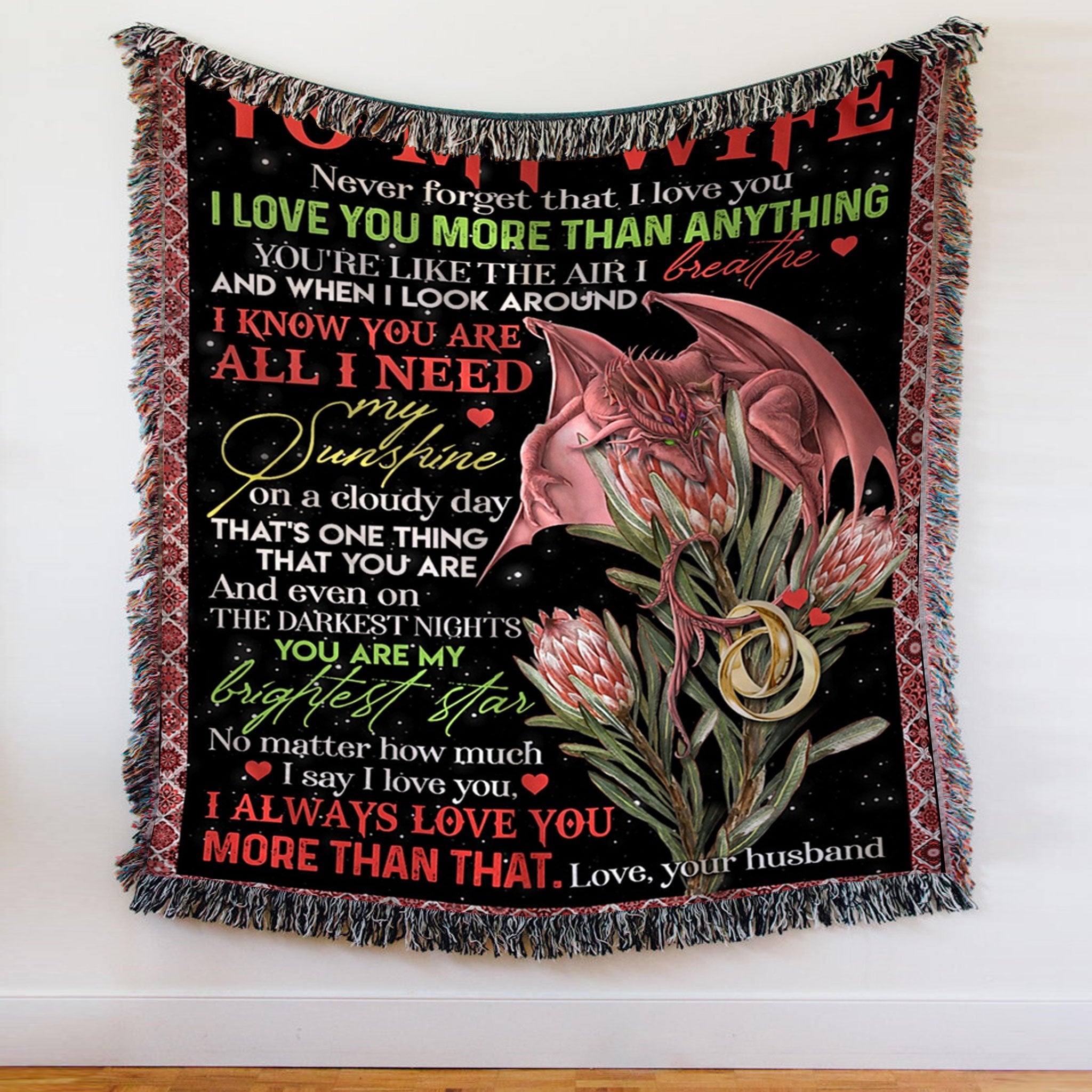 Custom Woven Blanket To My Wfie Woven Throw  Blanket - 50x60-A Loves Gift