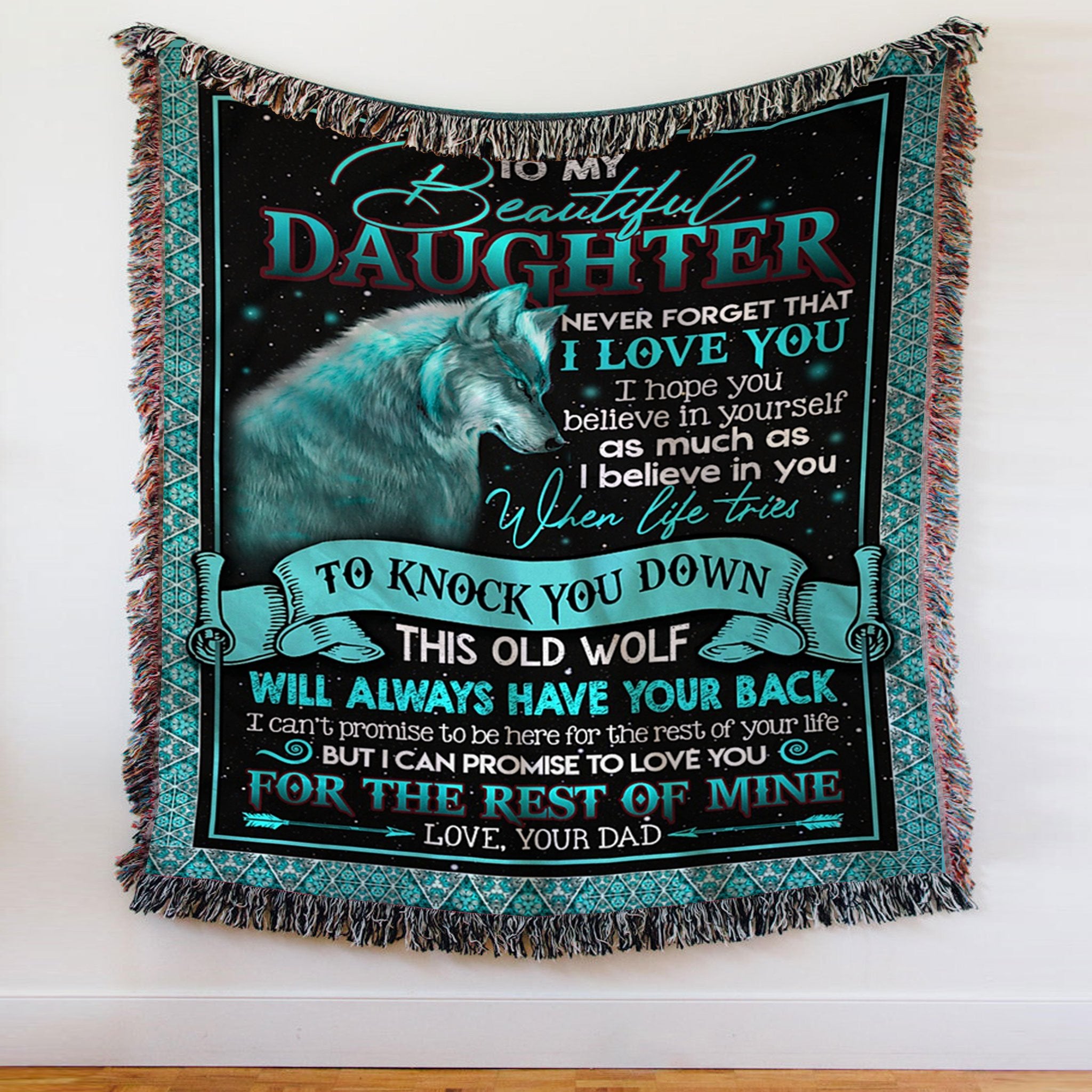 Custom Woven Blanket Wolf To My Beautiful Daughter Woven Throw Blanket - 50x60-A Loves Gift