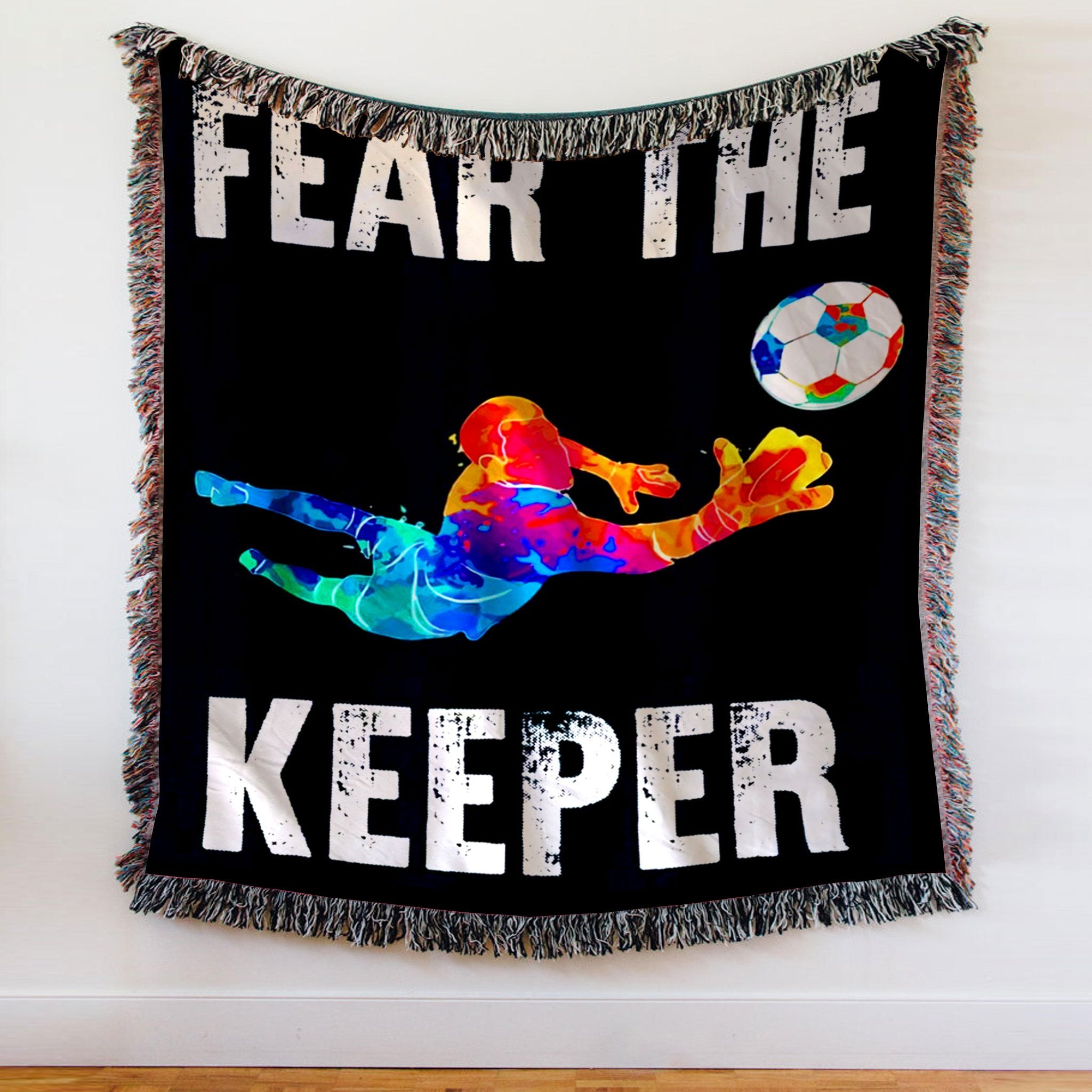 Custom Woven Blanket Soccer Fear The Keeper Woven Throw Blanket - 50x60-A Loves Gift
