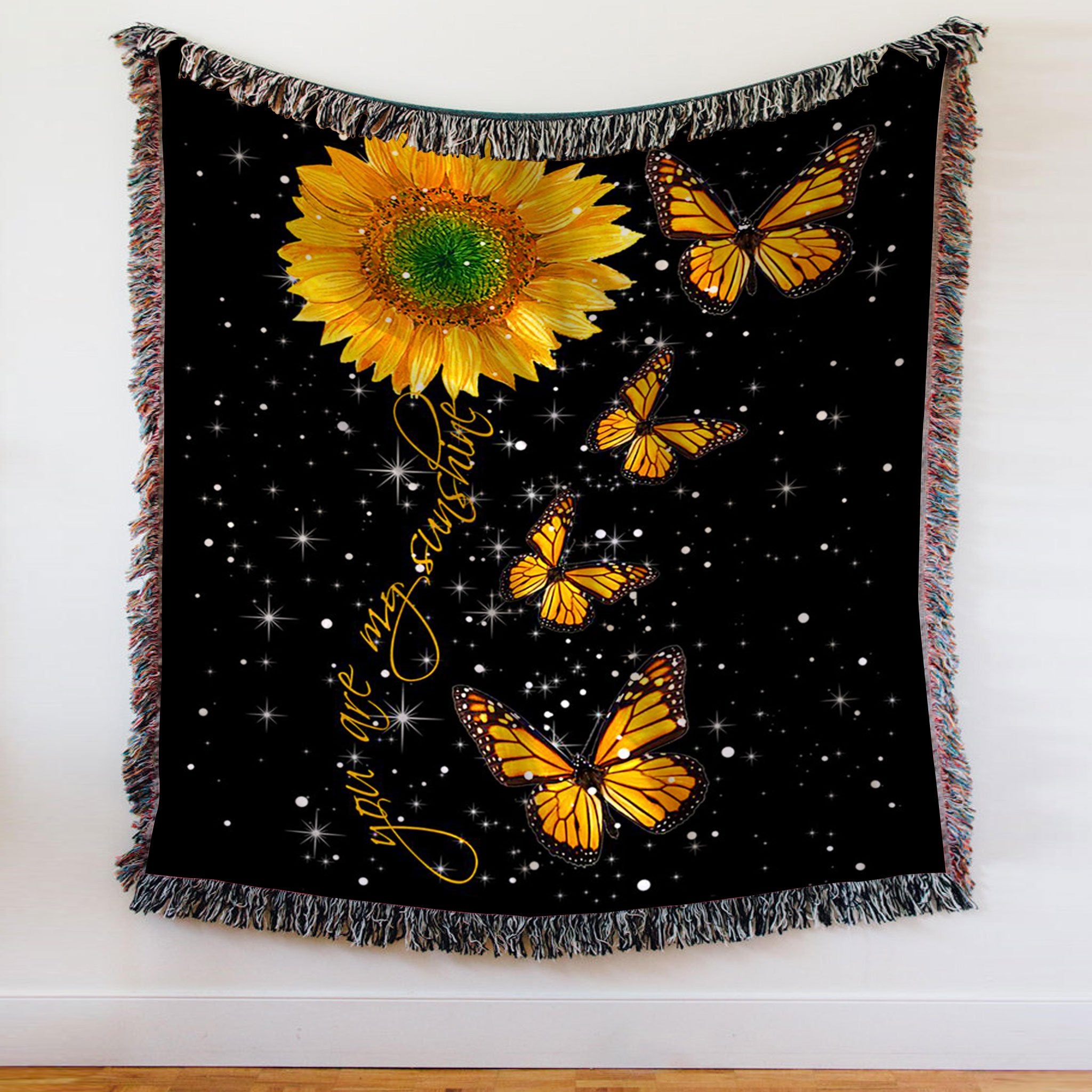 Custom Woven Blanket Butterfly You Are My SunShine Woven Throw Blanket - 60x80-A Loves Gift