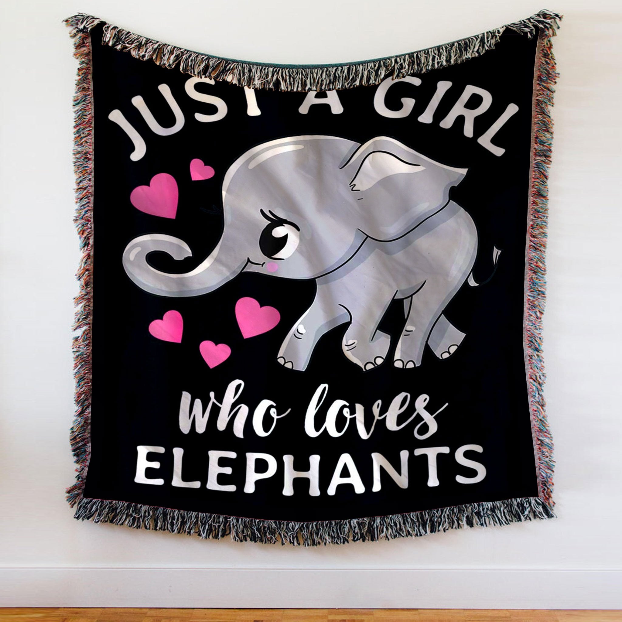 Custom Woven Blanket Just A Girl Who Loves Elephants Woven Throw Blanket - 50x60-A Loves Gift