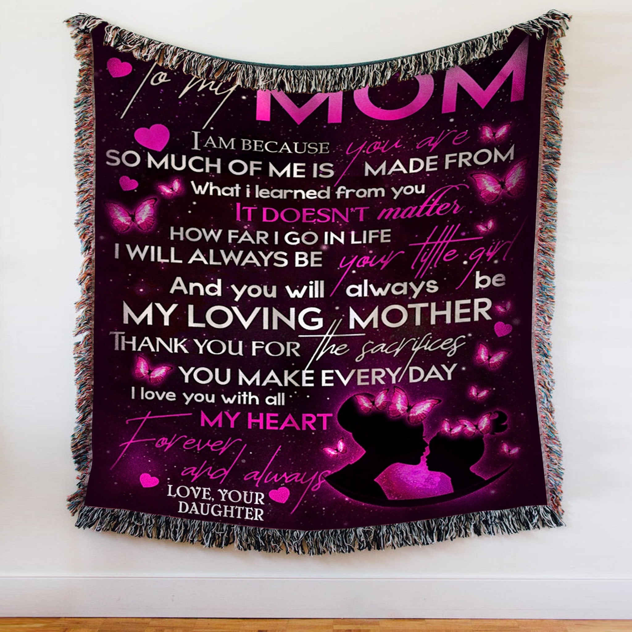 Custom Woven Blanket To My Mom Woven Throw Blanket - Gift for Mom - 60x80-A Loves Gift