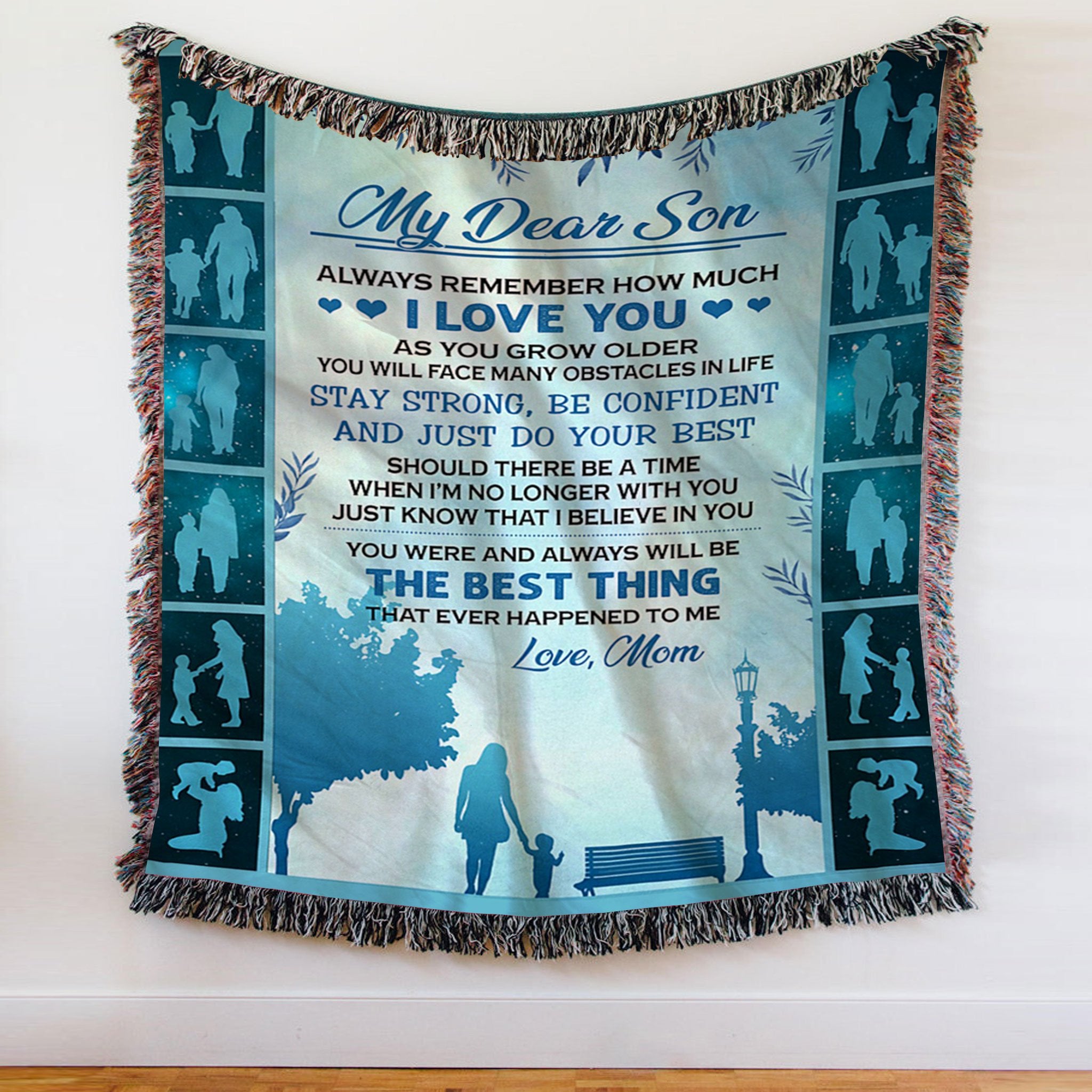 Custom Woven Blanket My Dear Son Woven Throw Blanket - Gift for Son - 60x80-A Loves Gift