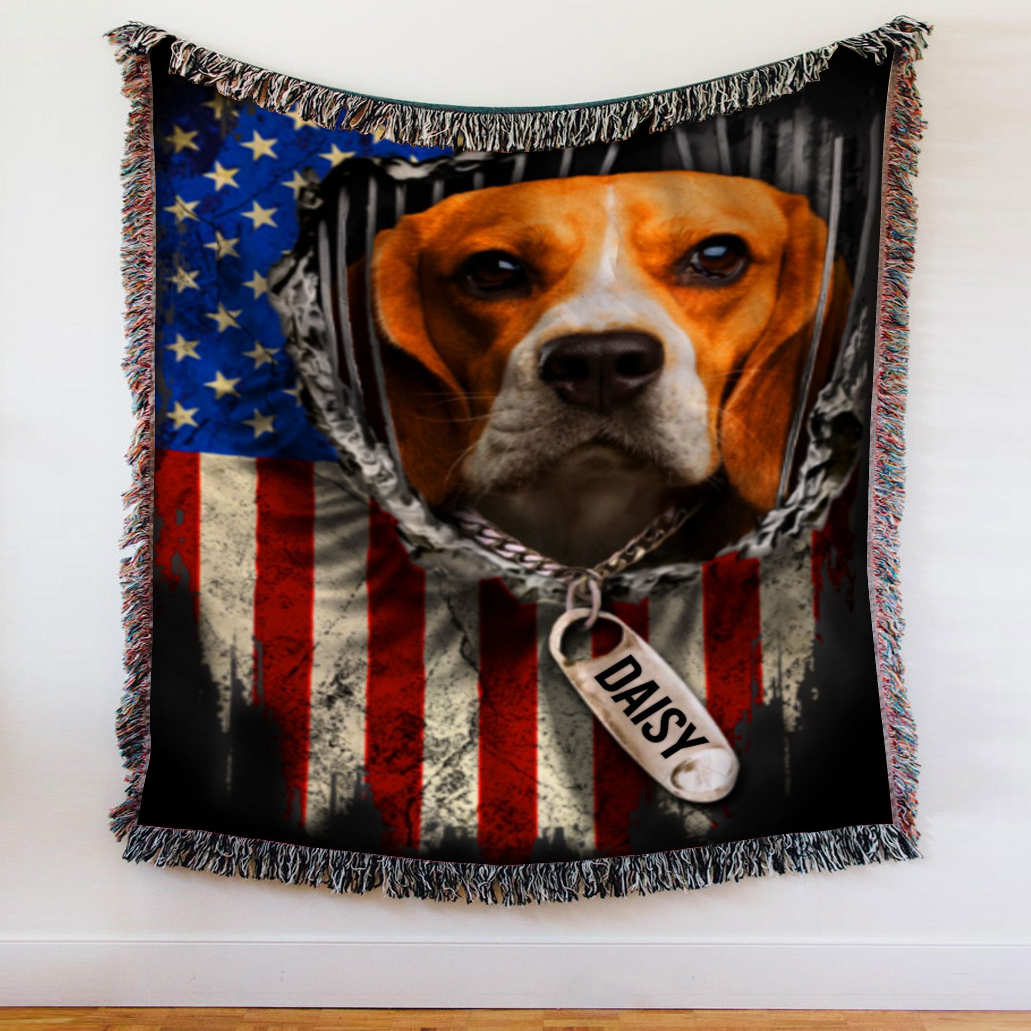 Custom Woven Blanket Beagle Dog Personalized Name Woven Throw Blanket - 50x60-A Loves Gift