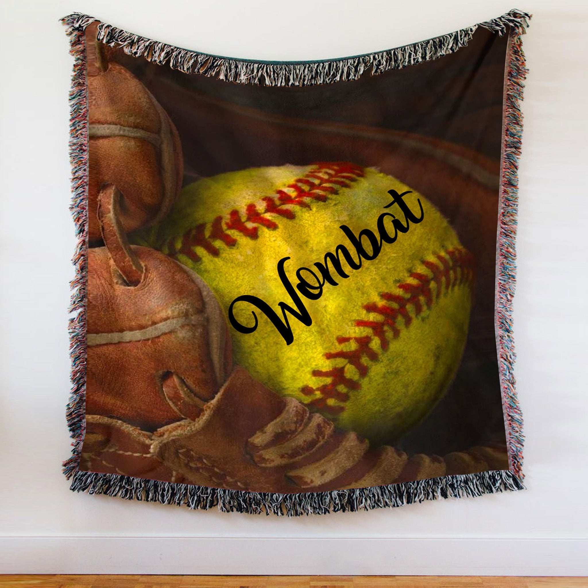 Custom Woven Blankets Softball Personalized Name Woven Throw Blanket - 50x60-A Loves Gift