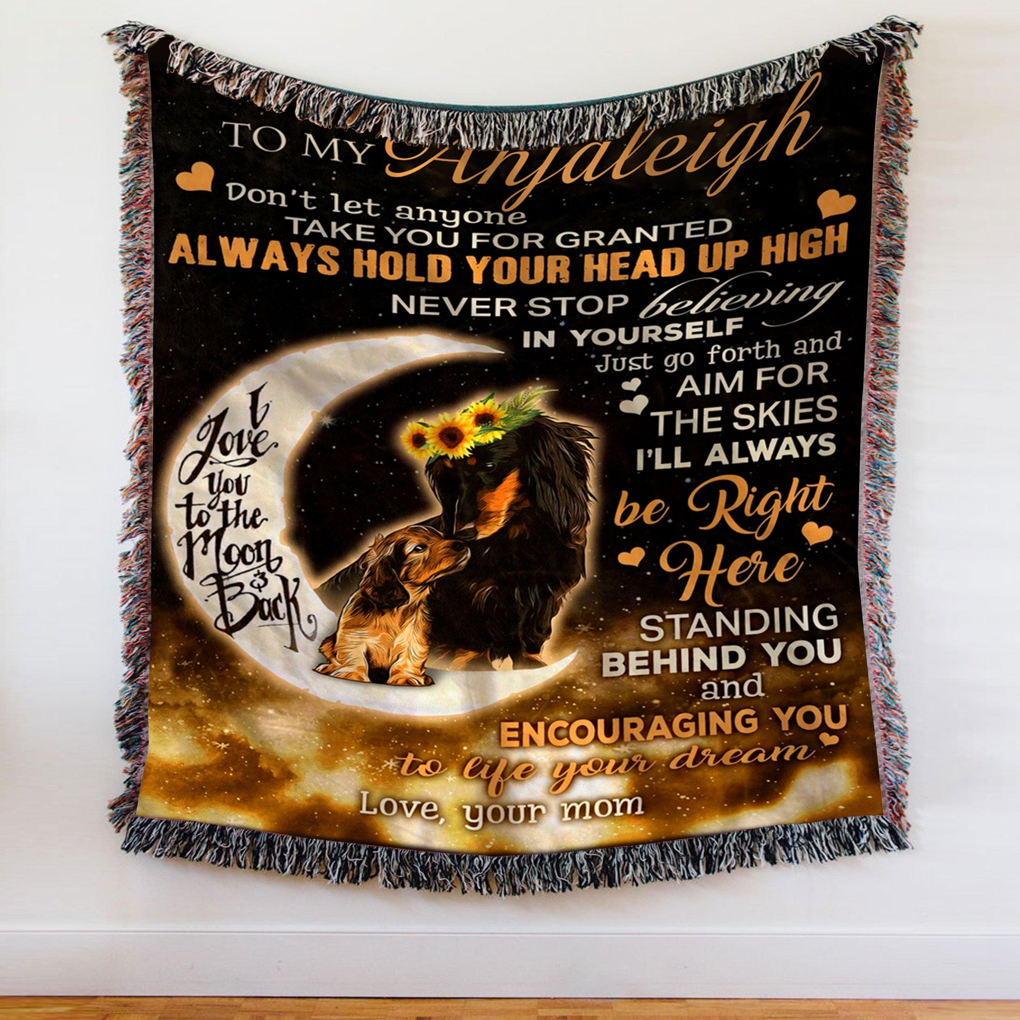 Custom Woven Blanket Dachshund Personalized Name Woven Blanket - 60x80-A Loves Gift