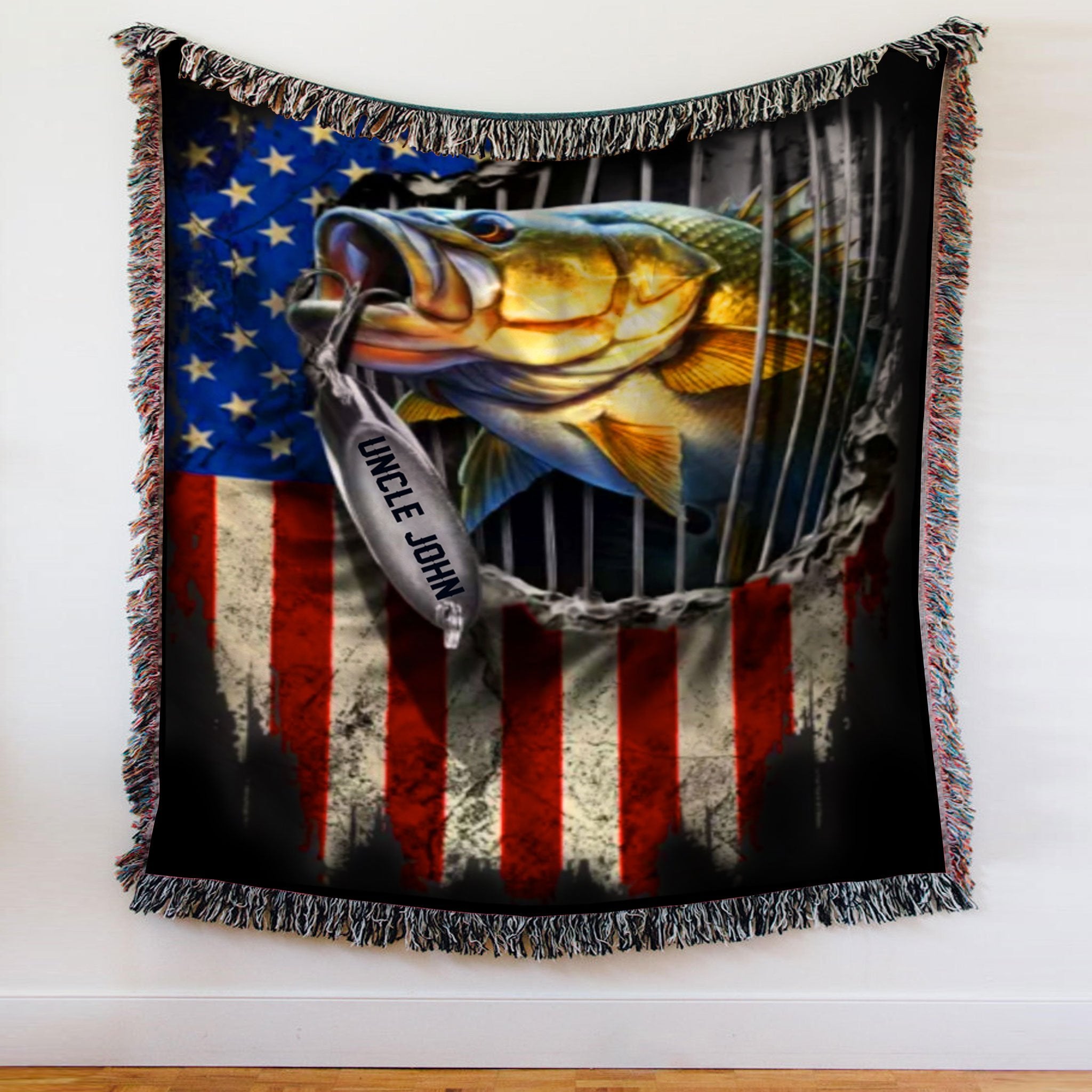 Personalized Fishing Gifts - Fishing Custom Name Woven Throw Blankets - 60x80-A Loves Gift