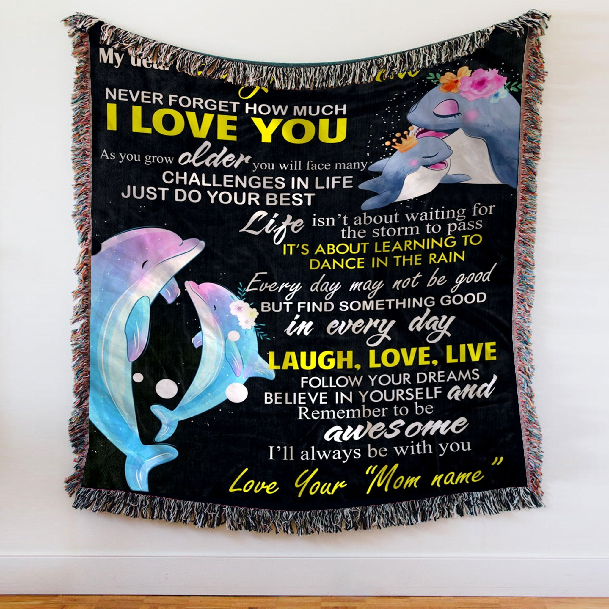 Custom Woven Blanket Dolphin To My Daughter Personalized Woven Throw Blanket - 60x80-A Loves Gift