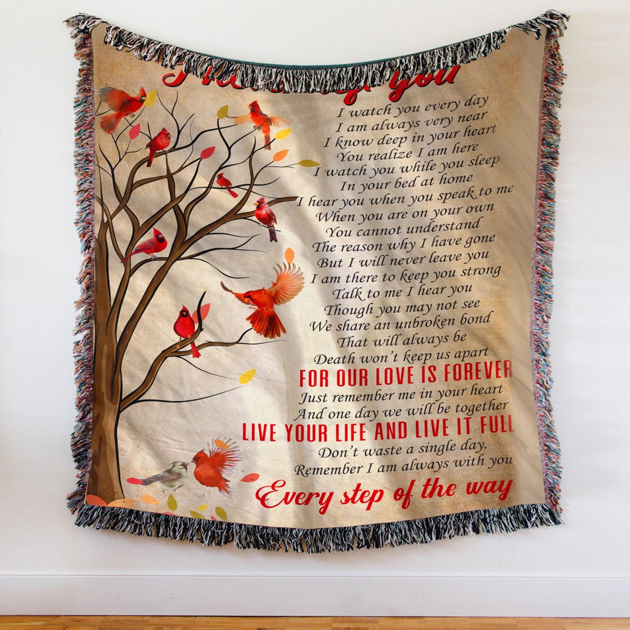 Custom Wovenn Blanket Cardinal Blanket - I Never Left You Woven Throw Blanket - 50x60-A Loves Gift