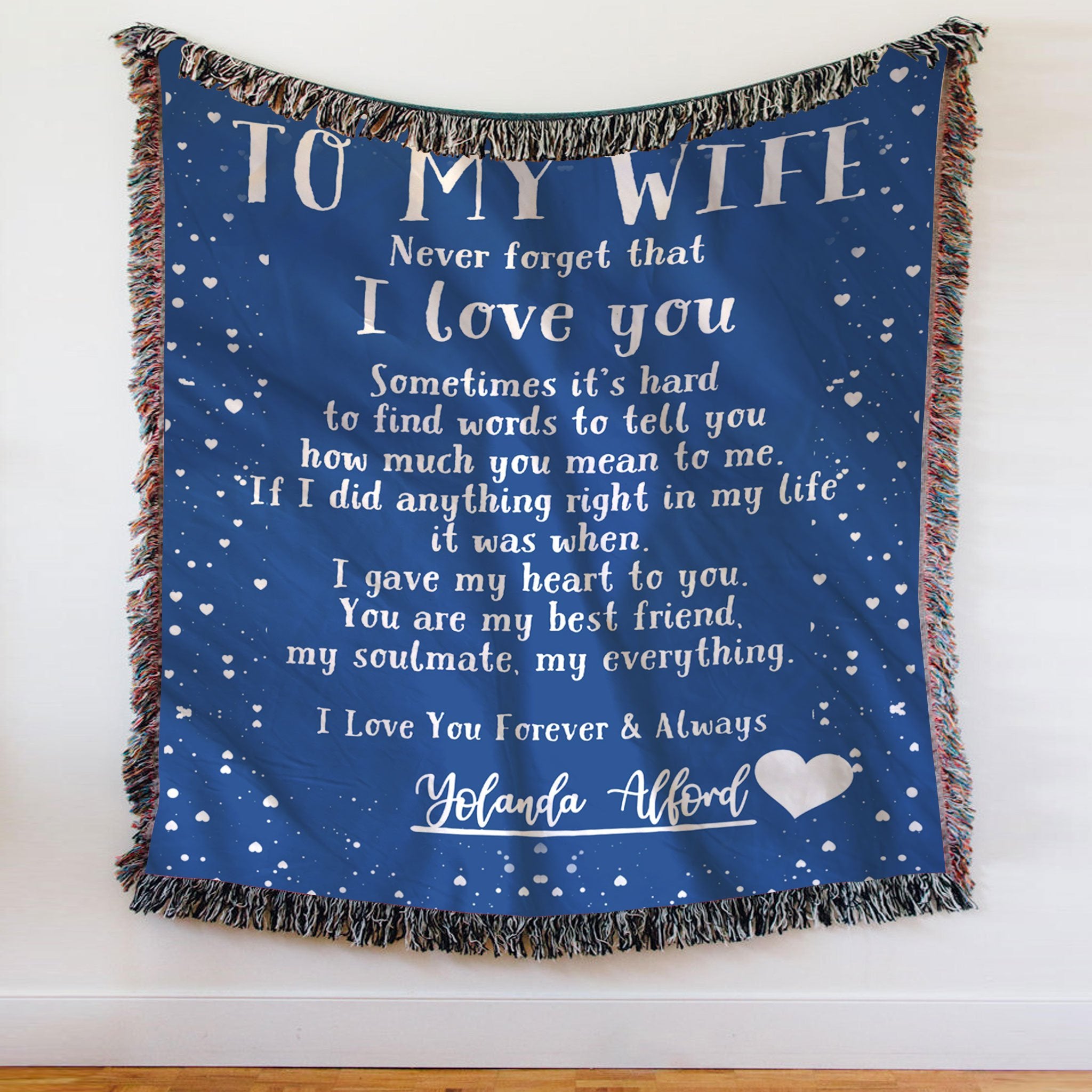 Custom Woven Blanket To My Wife Personalized Woven Throw Blanket - Gift for Wife -A Loves Gift