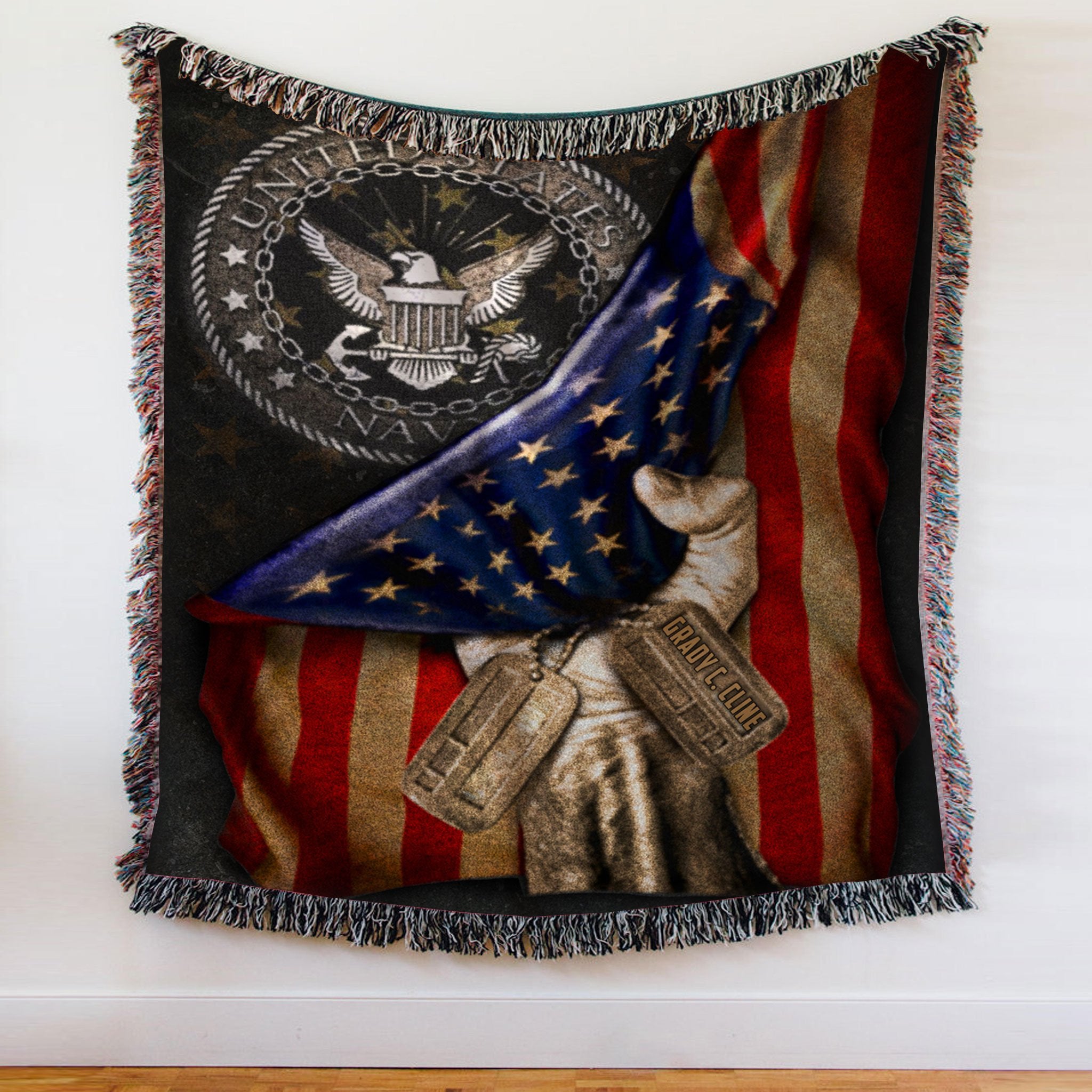 Custom Woven Blanket U.S. Navy Flag Personalized Woven Throw Blanket - 50x60-A Loves Gift